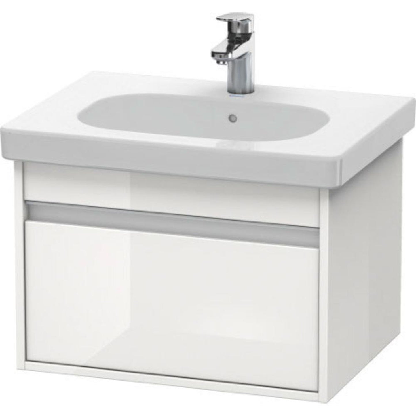 Duravit Ketho 24" x 16" x 18" One Drawer Wall-Mount Vanity Unit in White High Gloss