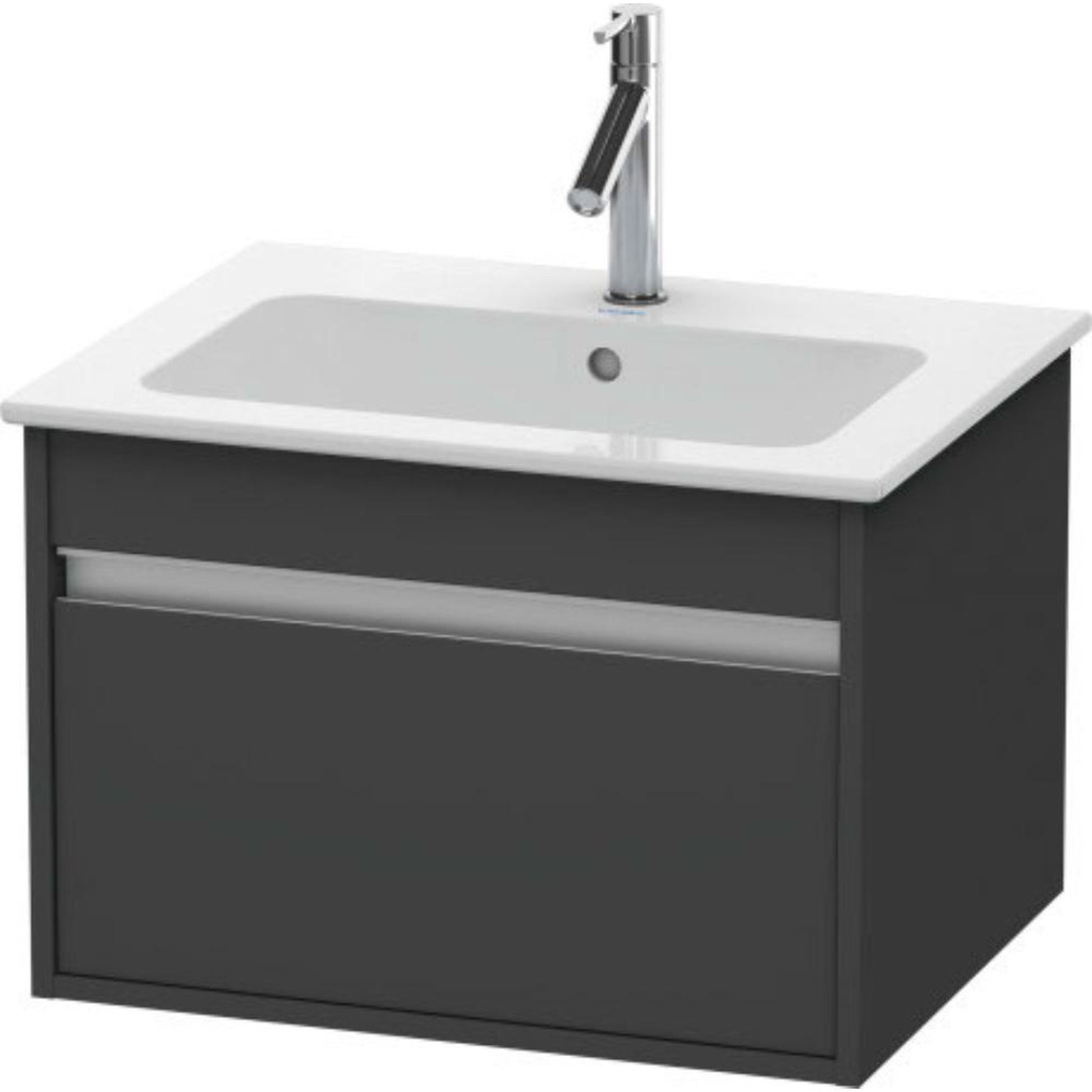 Duravit Ketho 24" x 16" x 19" One Drawer Wall-Mount Vanity Unit in Graphite Matt