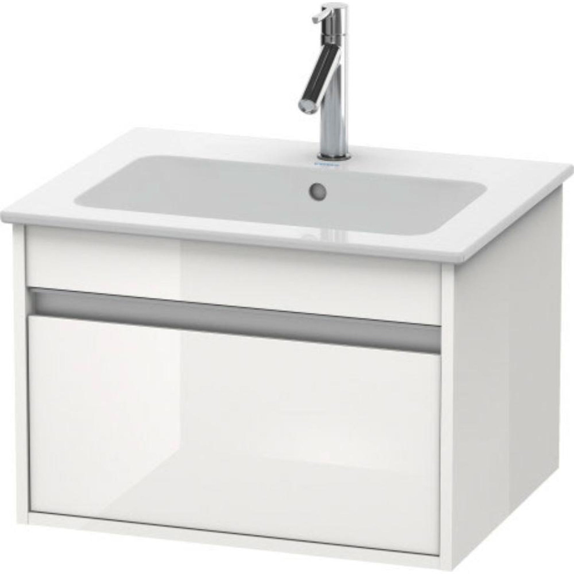 Duravit Ketho 24" x 16" x 19" One Drawer Wall-Mount Vanity Unit in White High Gloss