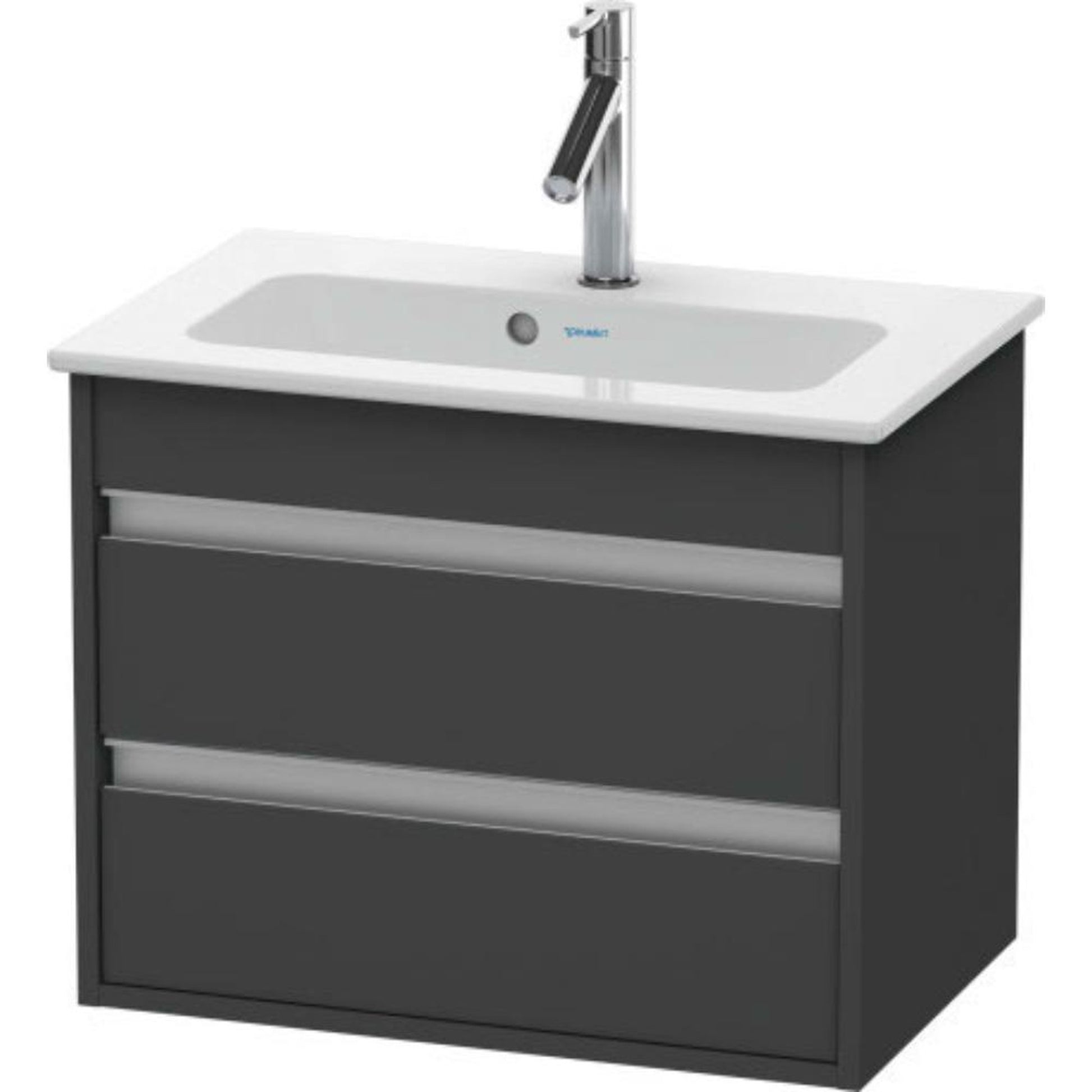 Duravit Ketho 24" x 19" x 15" Two Drawer Wall-Mount Vanity Unit in Graphite Matt