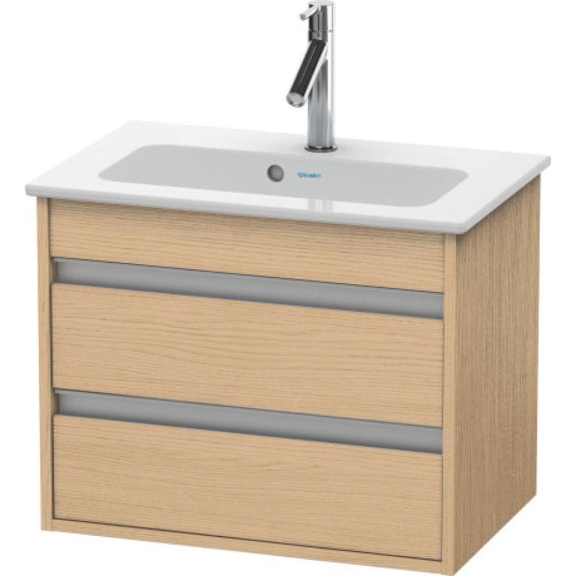 Duravit Ketho 24" x 19" x 15" Two Drawer Wall-Mount Vanity Unit in Natural Oak