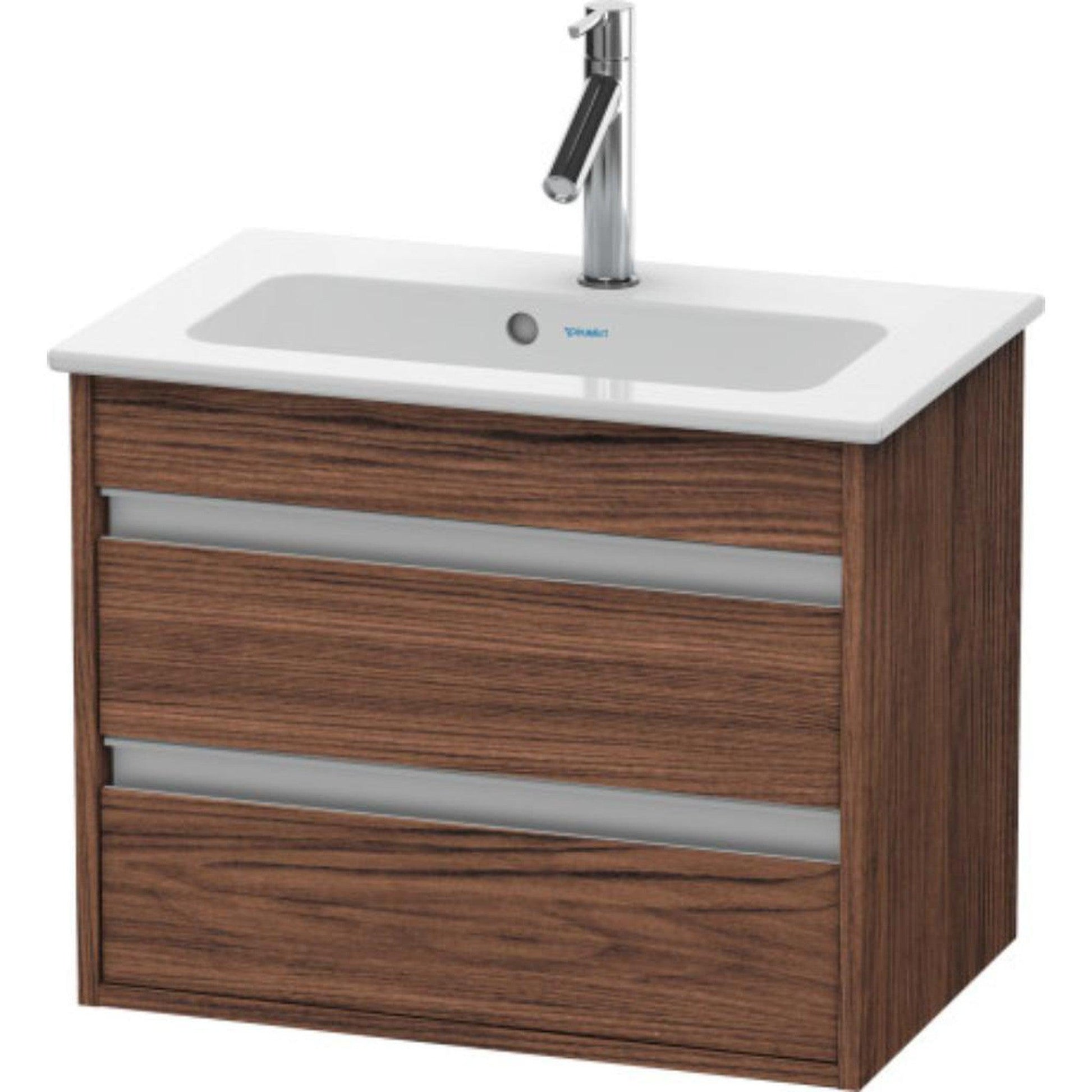 Duravit Ketho 24" x 19" x 15" Two Drawer Wall-Mount Vanity Unit in Walnut Dark