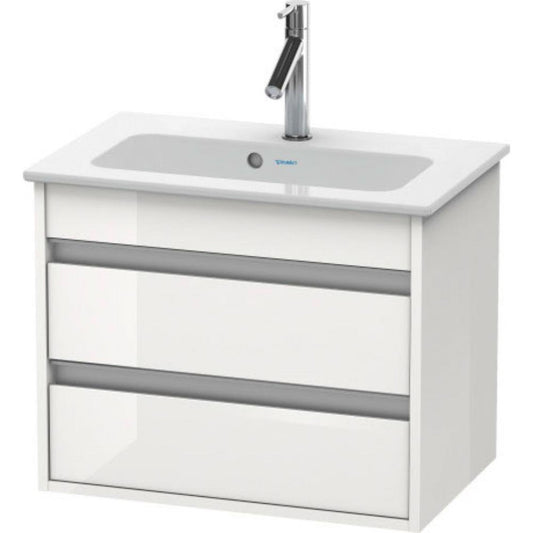 Duravit Ketho 24" x 19" x 15" Two Drawer Wall-Mount Vanity Unit in White High Gloss