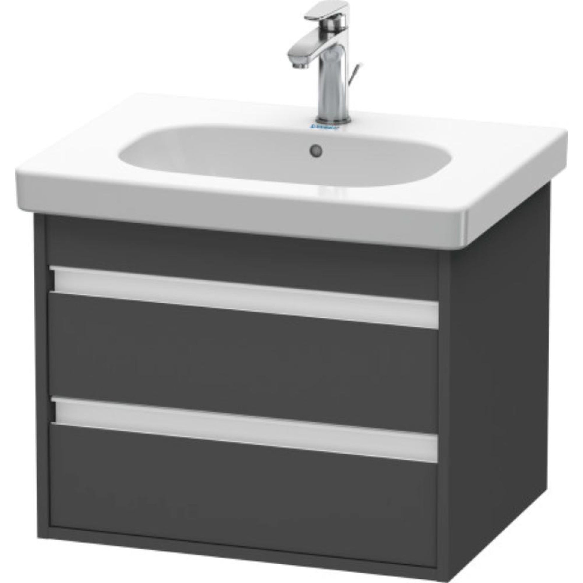 Duravit Ketho 24" x 19" x 18" Two Drawer Wall-Mount Vanity Unit in Graphite Matt