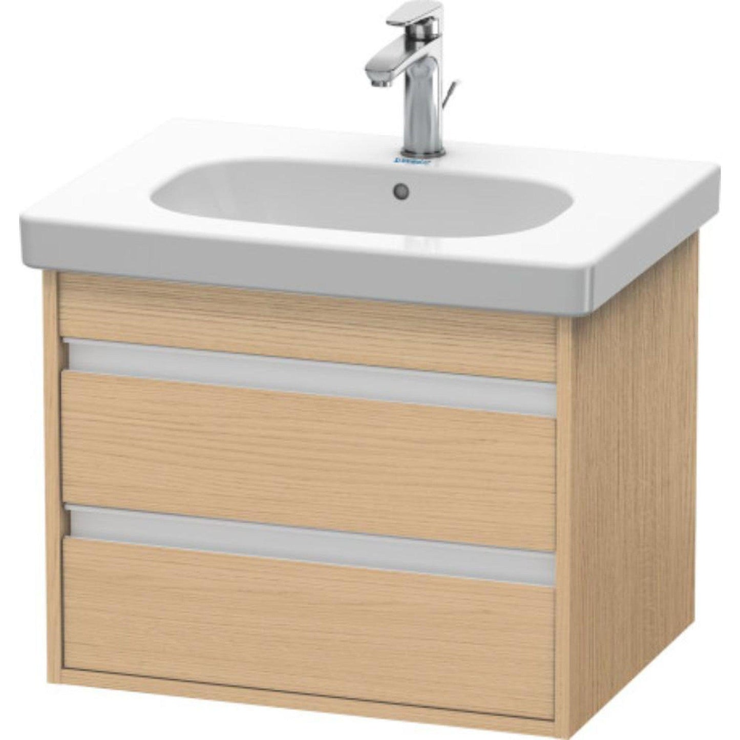 Duravit Ketho 24" x 19" x 18" Two Drawer Wall-Mount Vanity Unit in Natural Oak