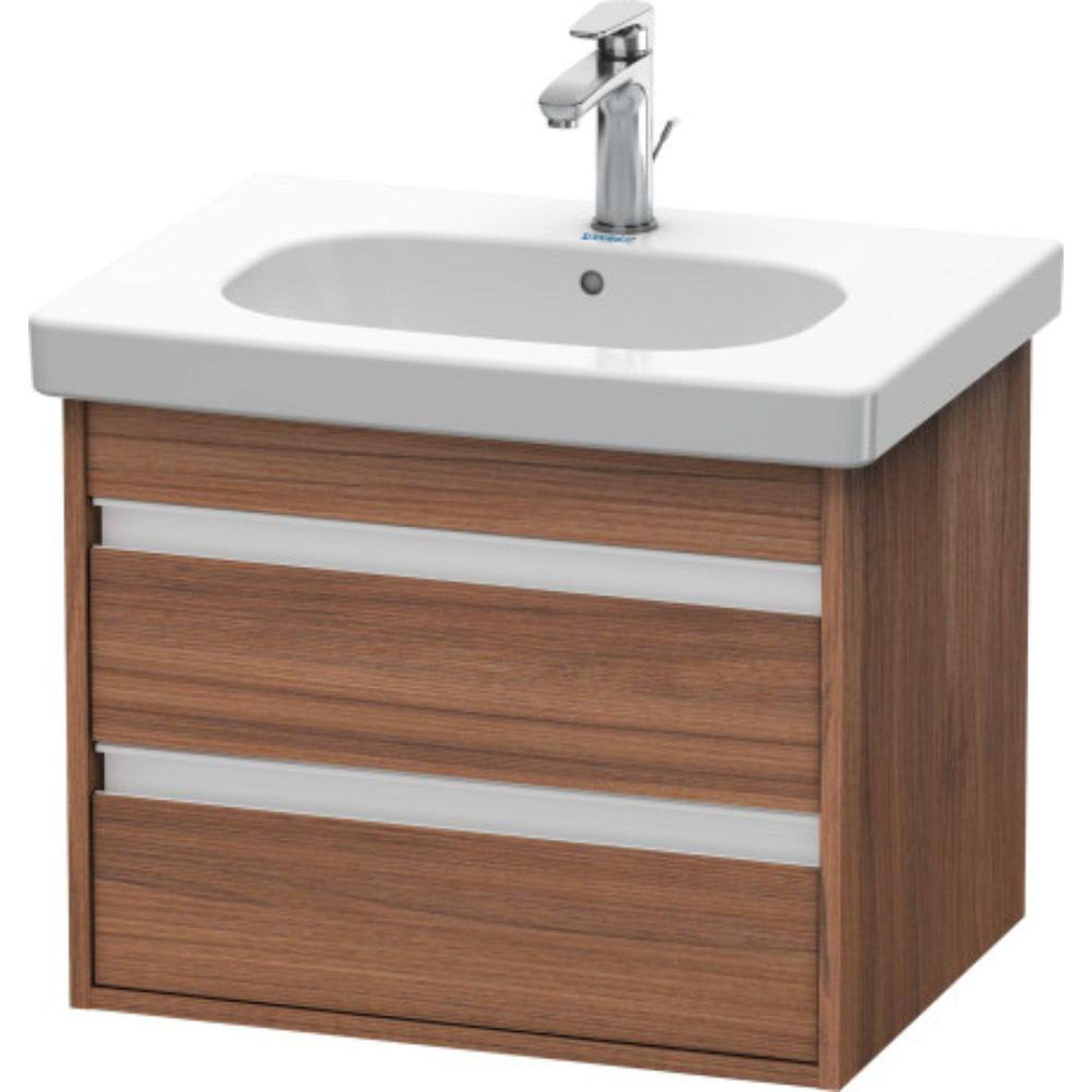 Duravit Ketho 24" x 19" x 18" Two Drawer Wall-Mount Vanity Unit in Natural Walnut