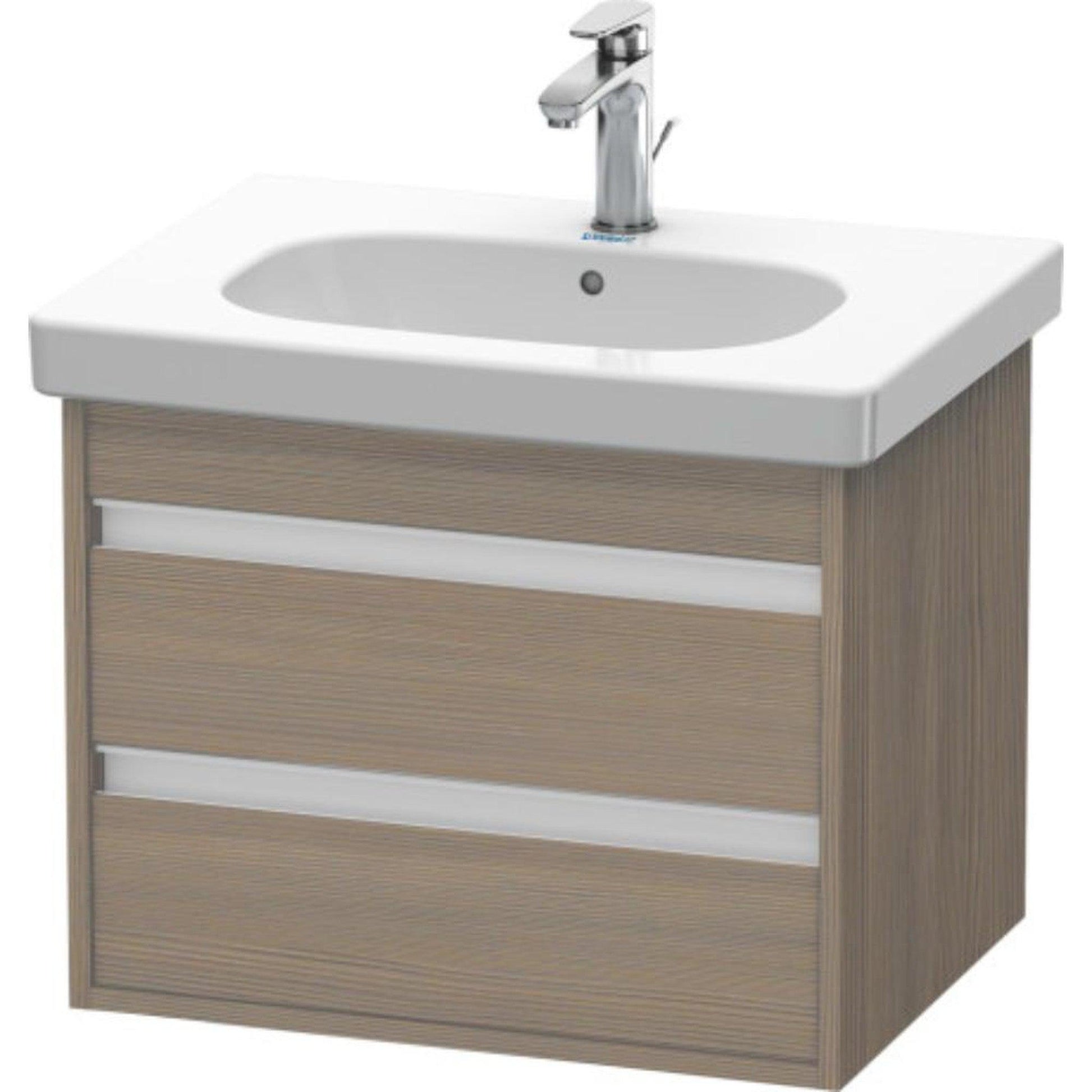 Duravit Ketho 24" x 19" x 18" Two Drawer Wall-Mount Vanity Unit in Oak Terra