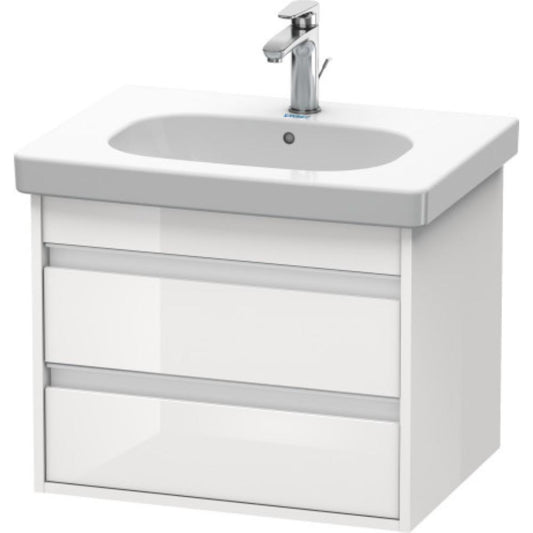 Duravit Ketho 24" x 19" x 18" Two Drawer Wall-Mount Vanity Unit in White High Gloss