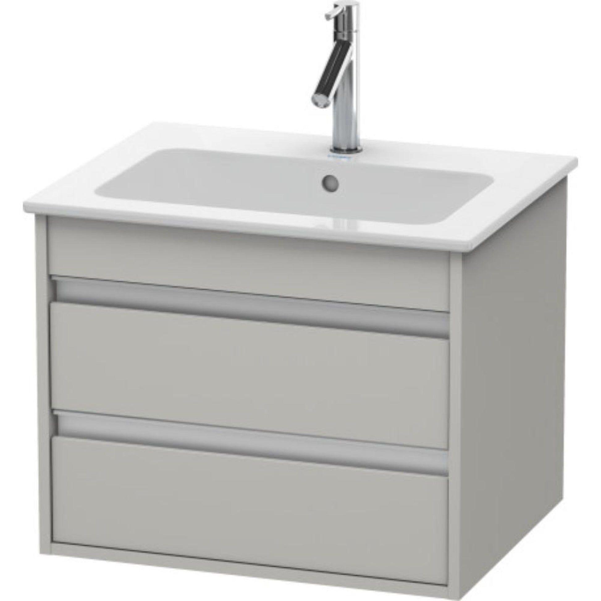 Duravit Ketho 24" x 19" x 19" Two Drawer Wall-Mount Vanity Unit in Concrete Grey Matt