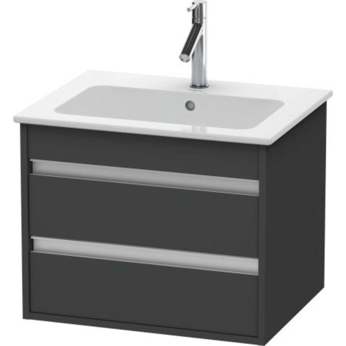 Duravit Ketho 24" x 19" x 19" Two Drawer Wall-Mount Vanity Unit in Graphite Matt