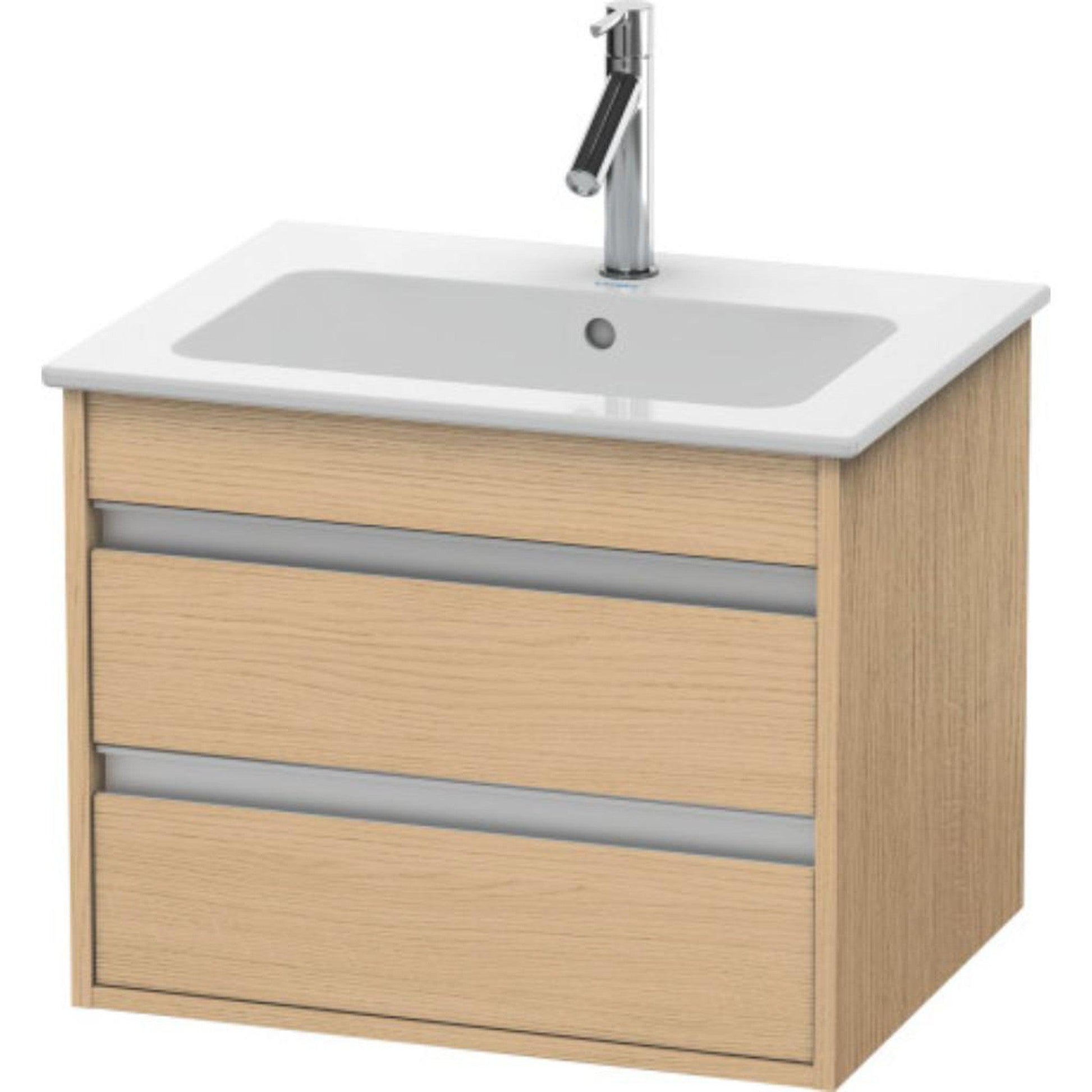 Duravit Ketho 24" x 19" x 19" Two Drawer Wall-Mount Vanity Unit in Natural Oak
