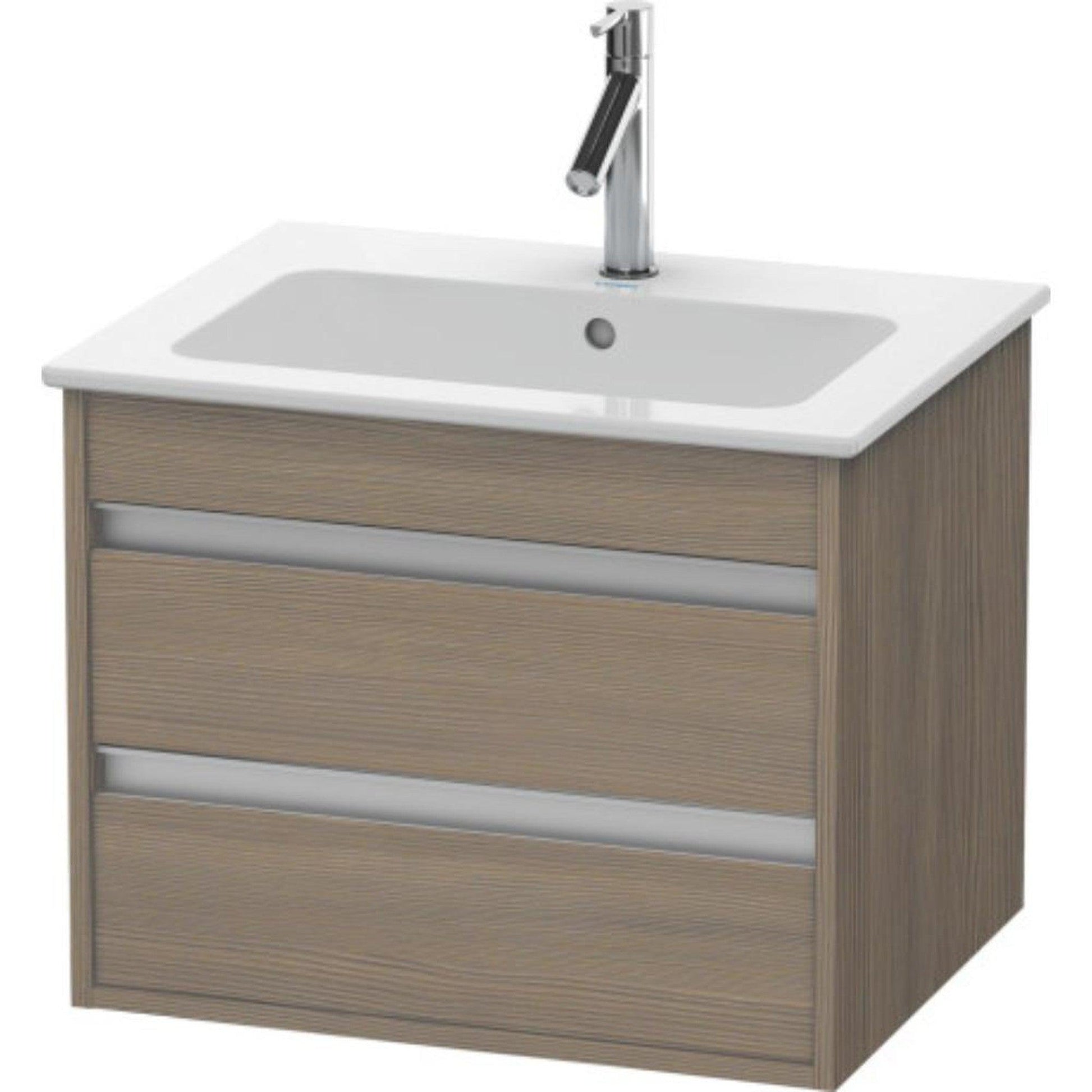 Duravit Ketho 24" x 19" x 19" Two Drawer Wall-Mount Vanity Unit in Oak Terra