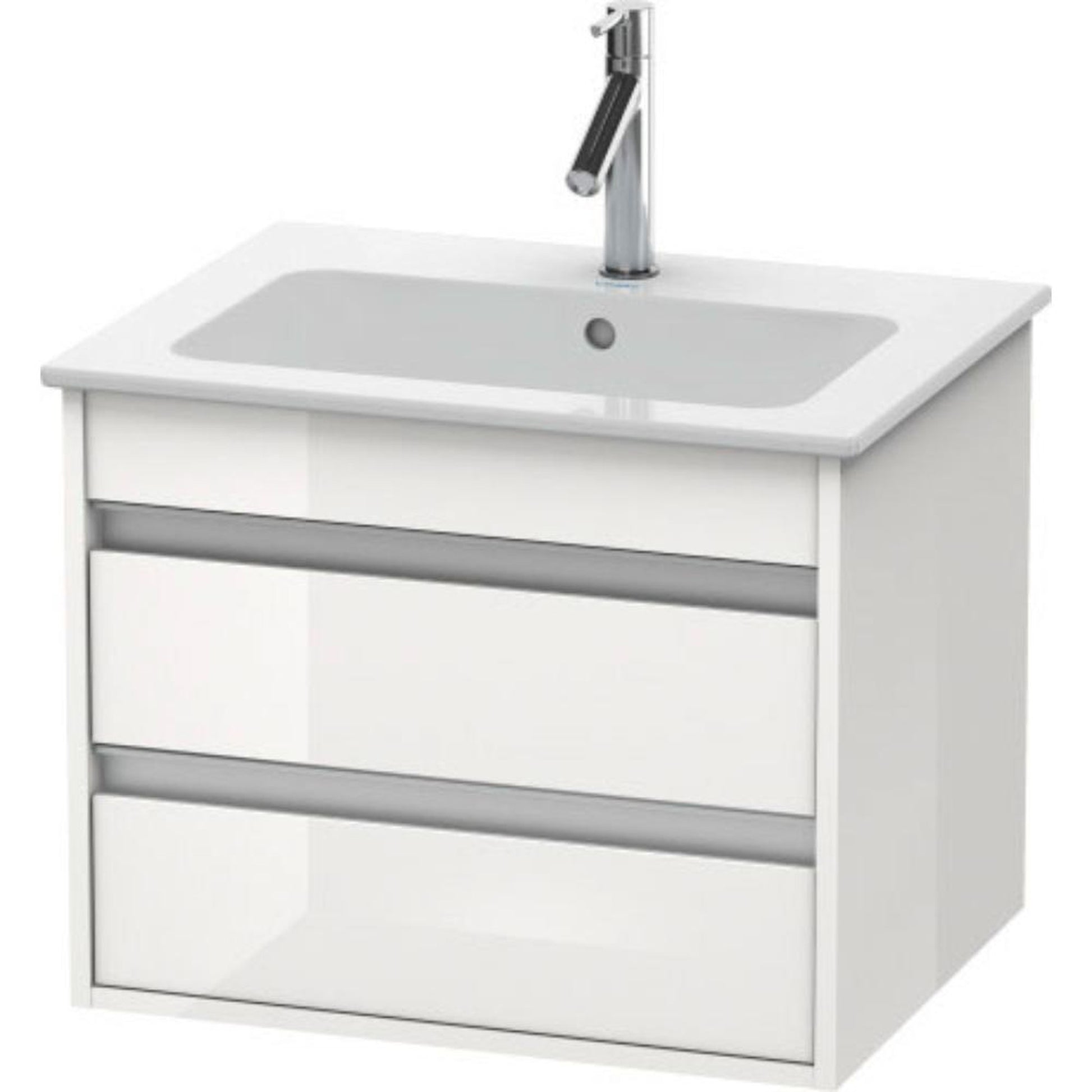 Duravit Ketho 24" x 19" x 19" Two Drawer Wall-Mount Vanity Unit in White High Gloss