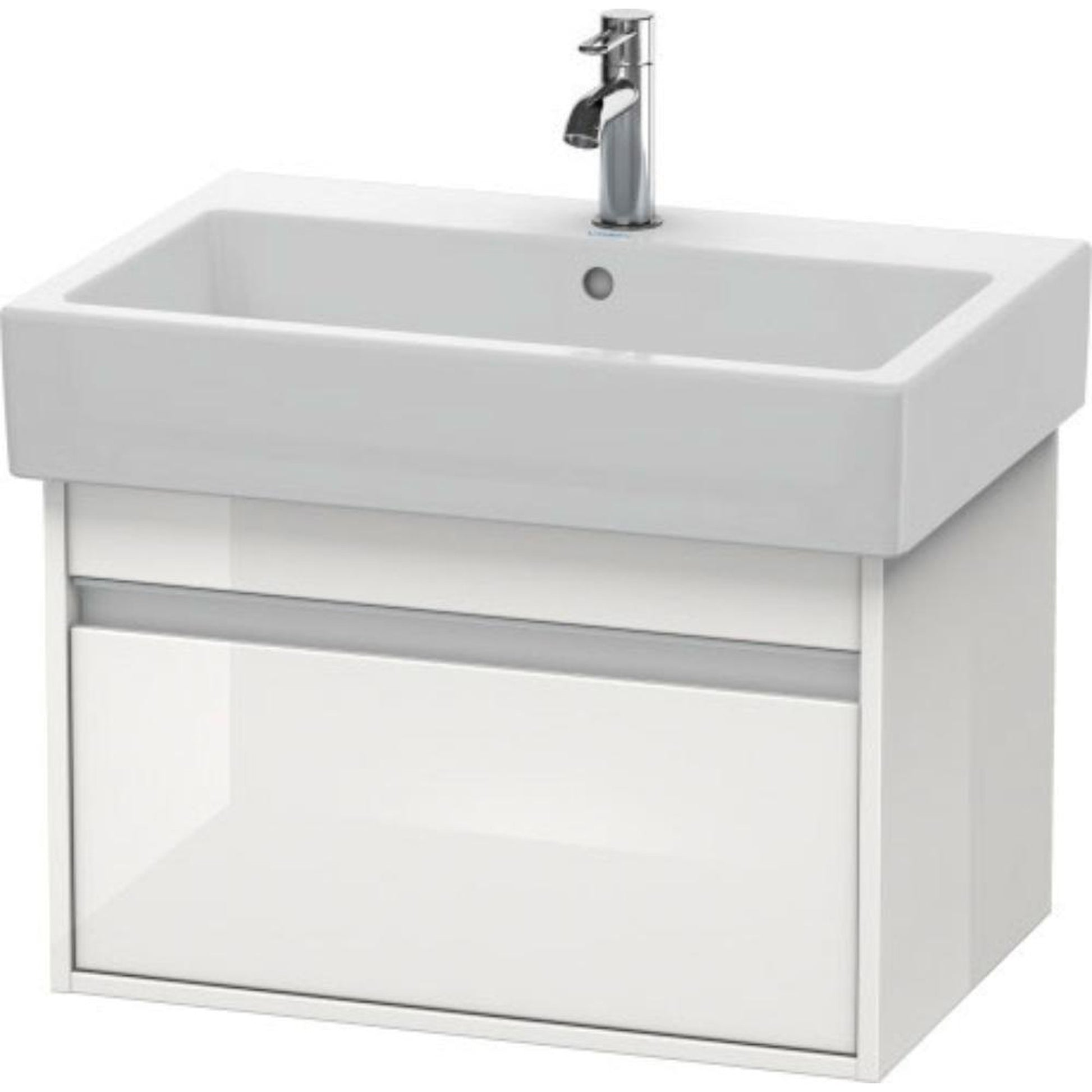Duravit Ketho 26" x 16" x 17" One Drawer Wall-Mount Vanity Unit in White High Gloss