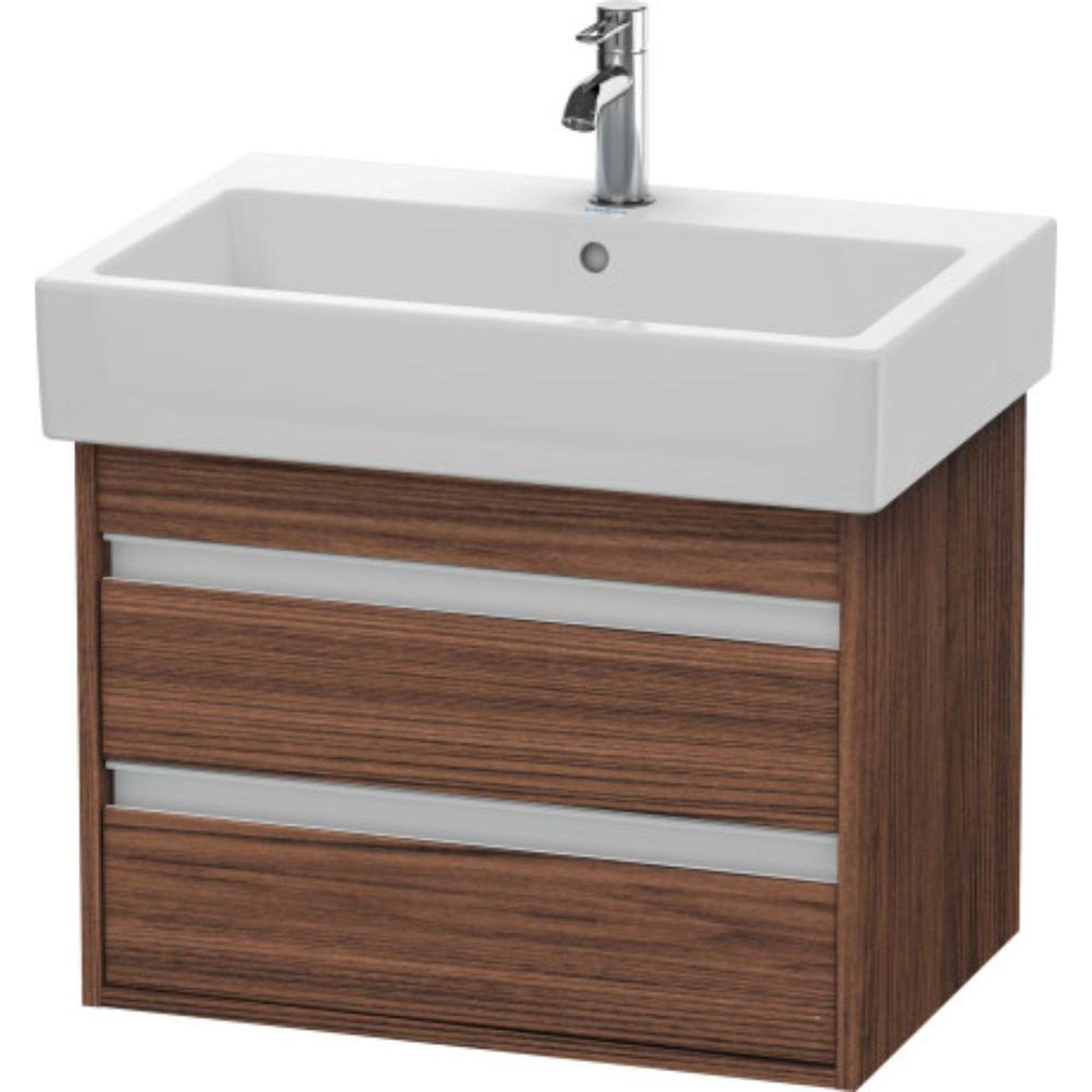 Duravit Ketho 26" x 19" x 17" Two Drawer Wall-Mount Vanity Unit in Walnut Dark