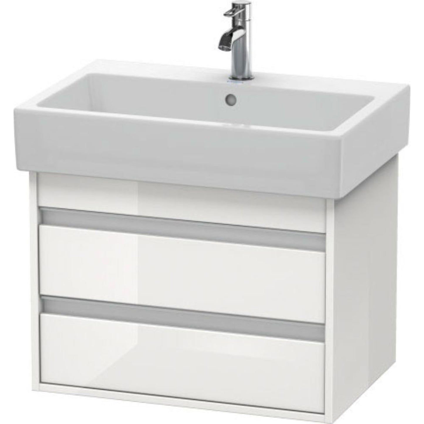 Duravit Ketho 26" x 19" x 17" Two Drawer Wall-Mount Vanity Unit in White High Gloss