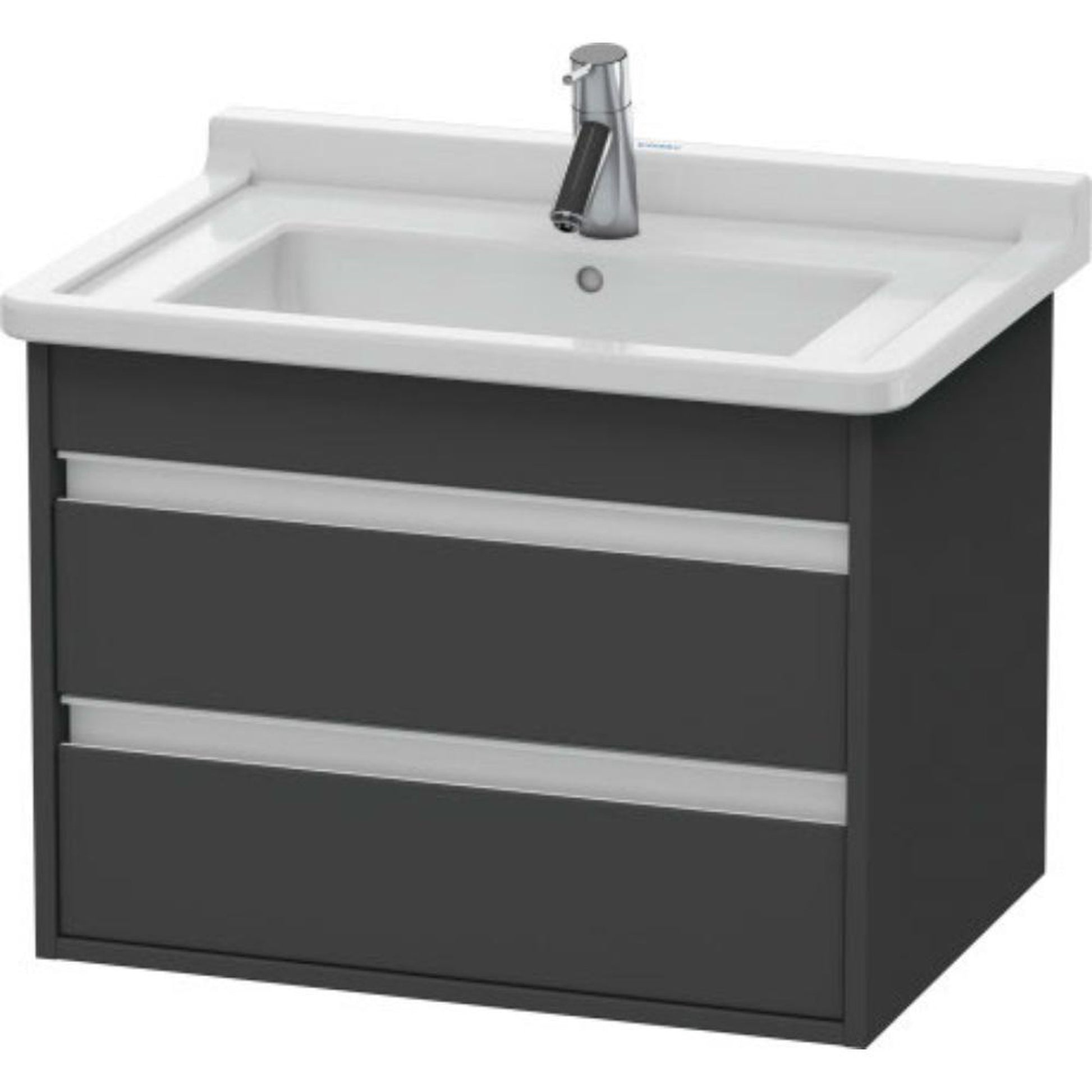 Duravit Ketho 26" x 19" x 18" Two Drawer Wall-Mount Vanity Unit in Graphite Matt (KT664304949)