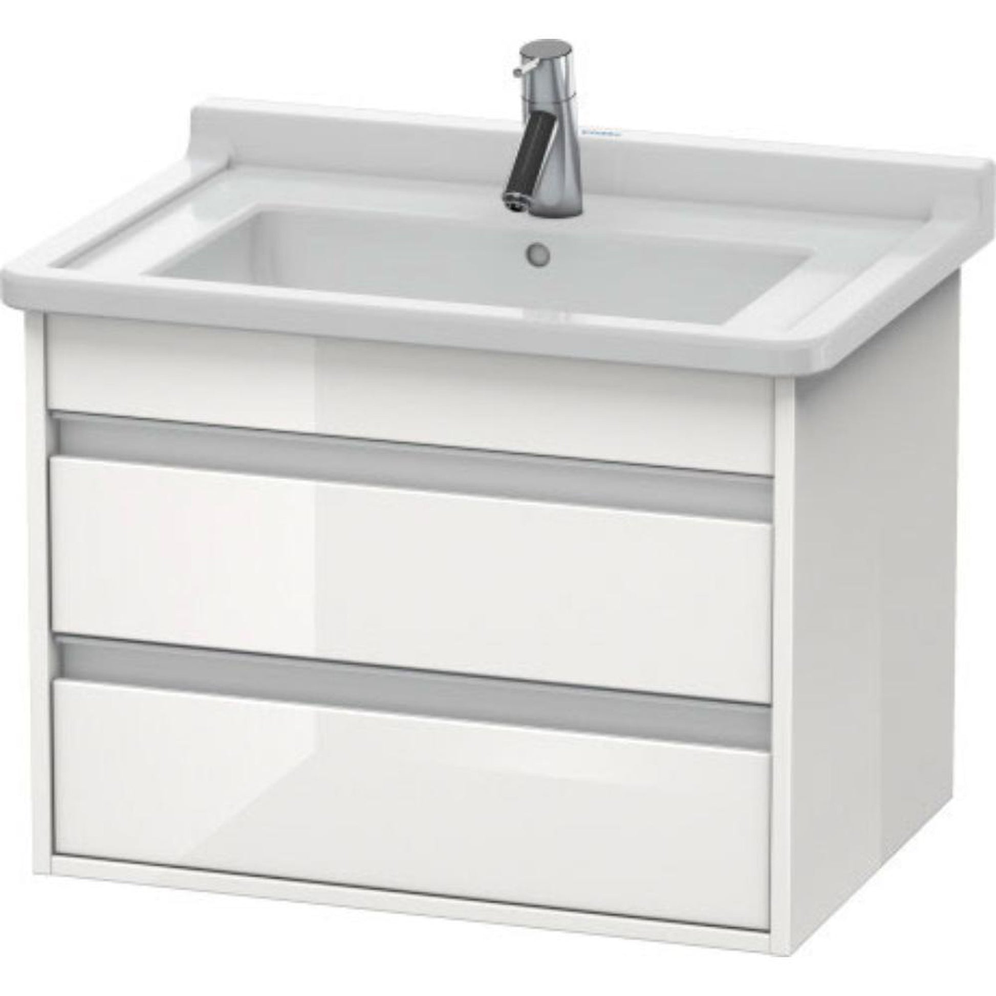 Duravit Ketho 26" x 19" x 18" Two Drawer Wall-Mount Vanity Unit in White High Gloss (KT664302222)