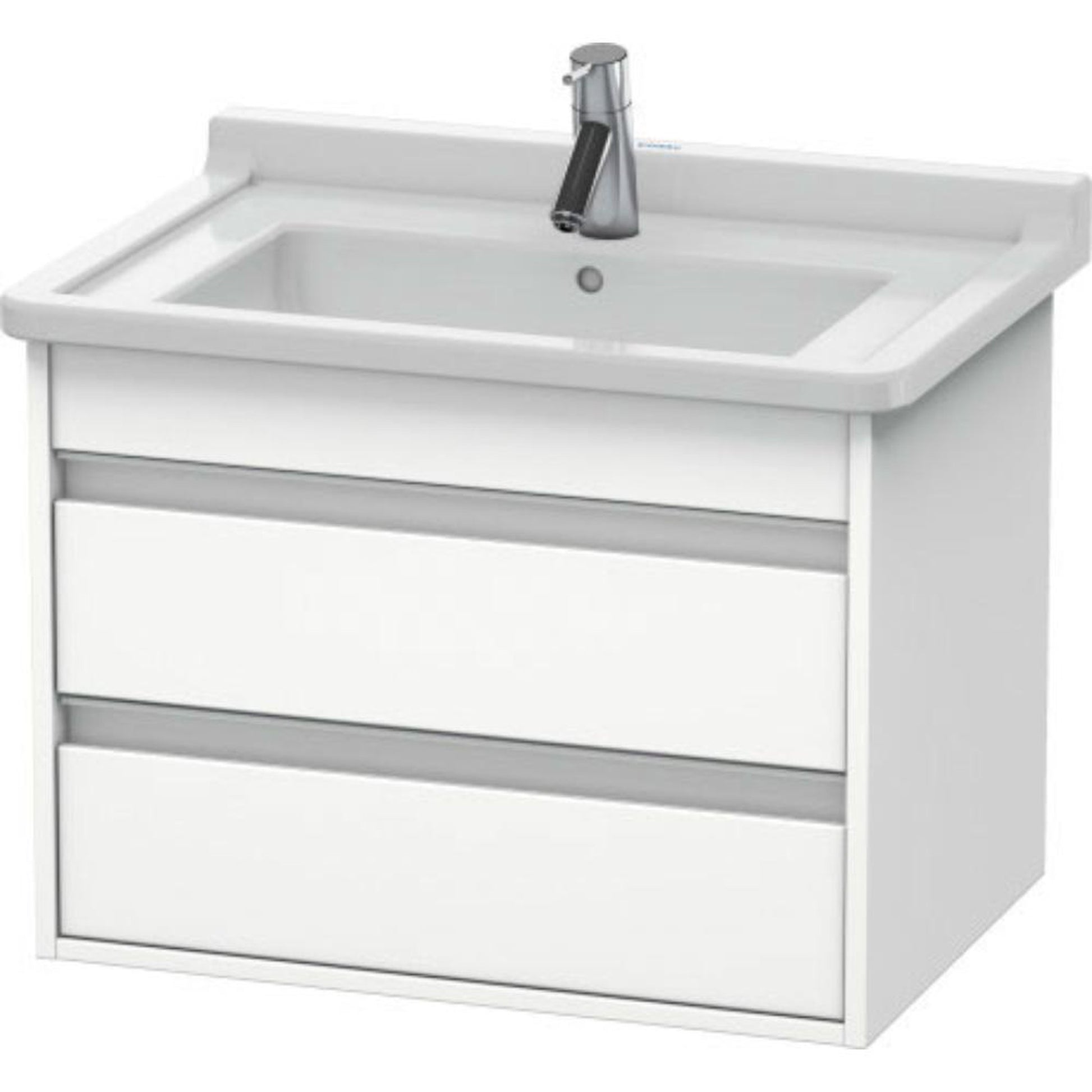 Duravit Ketho 26" x 19" x 18" Two Drawer Wall-Mount Vanity Unit in White Matt (KT664301818)