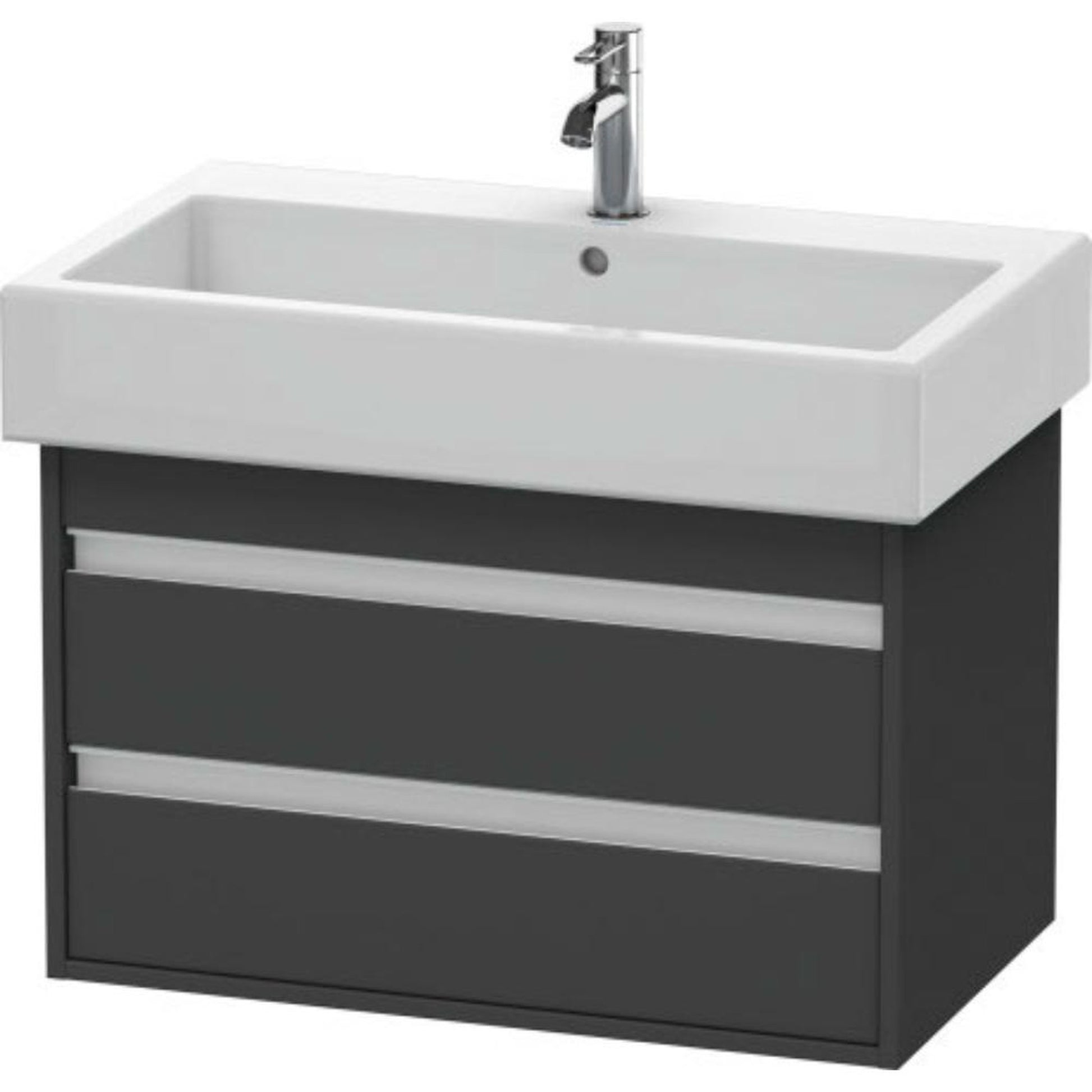 Duravit Ketho 30" x 19" x 17" Two Drawer Wall-Mount Vanity Unit in Graphite Matt (KT663704949)