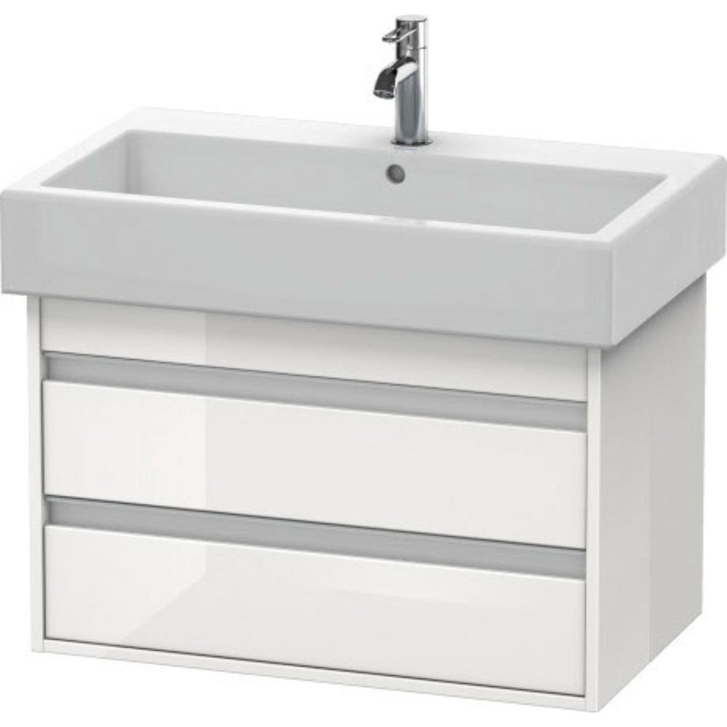 Duravit Ketho 30" x 19" x 17" Two Drawer Wall-Mount Vanity Unit in White High Gloss (KT663702222)