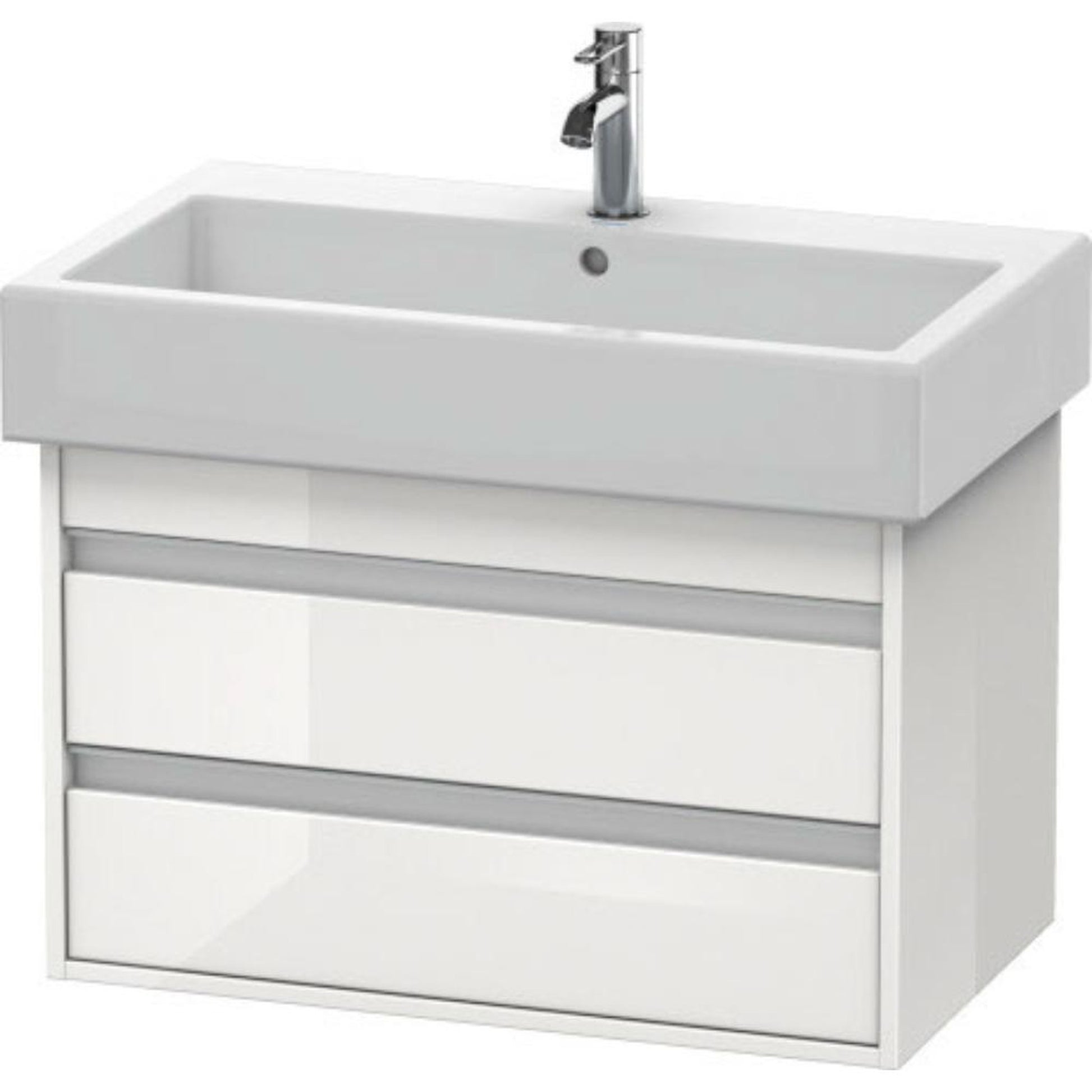 Duravit Ketho 30" x 19" x 17" Two Drawer Wall-Mount Vanity Unit in White High Gloss (KT663702222)