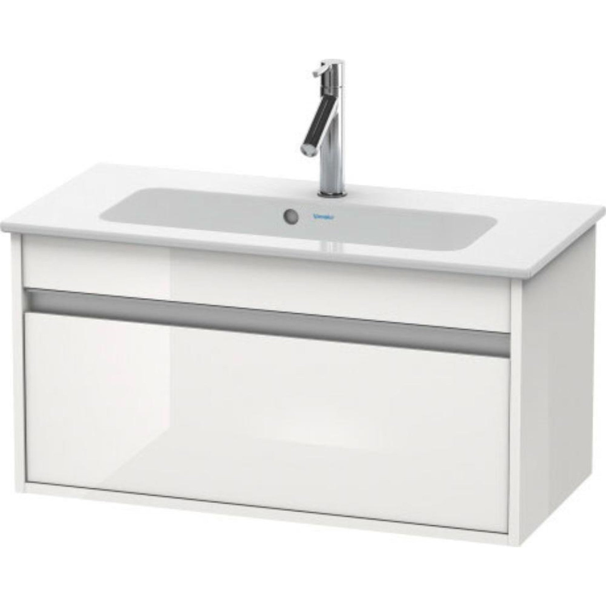 Duravit Ketho 31" x 16" x 15" One Drawer Wall-Mount Vanity Unit in White High Gloss