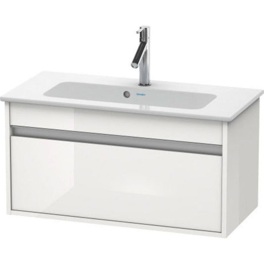 Duravit Ketho 31" x 16" x 15" One Drawer Wall-Mount Vanity Unit in White High Gloss