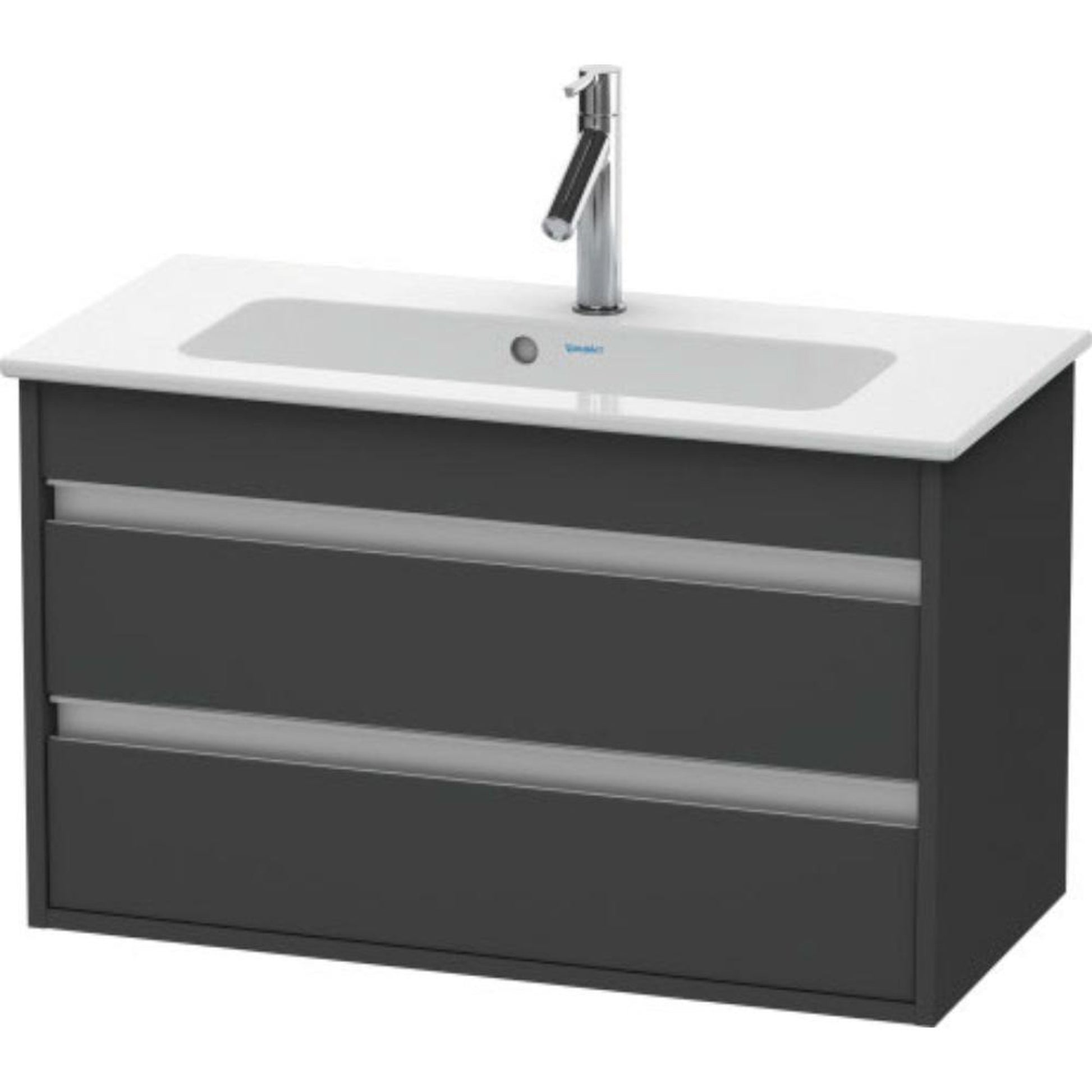 Duravit Ketho 31" x 19" x 15" Two Drawer Wall-Mount Vanity Unit in Graphite Matt