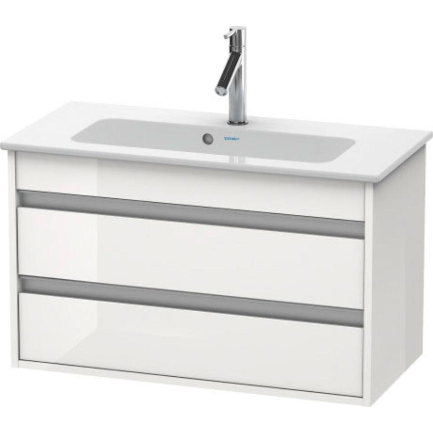 Duravit Ketho 31" x 19" x 15" Two Drawer Wall-Mount Vanity Unit in White High Gloss