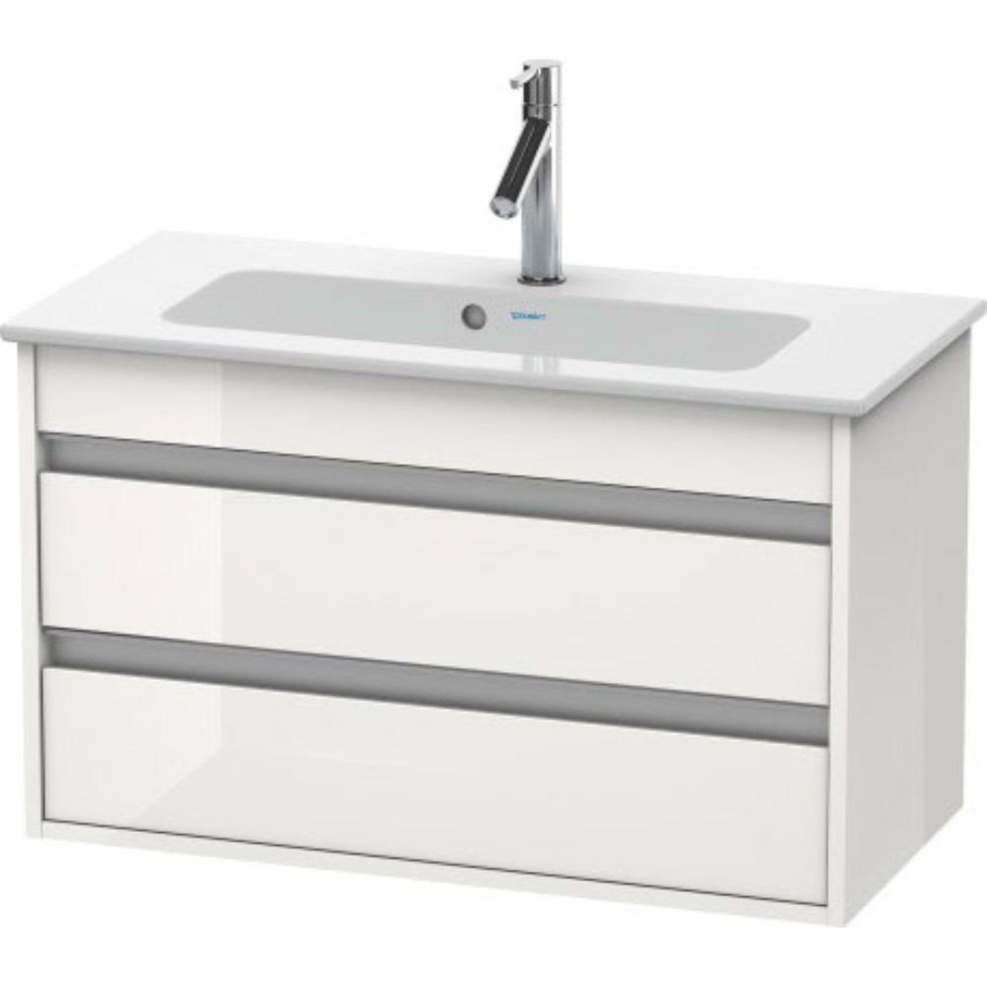 Duravit Ketho 31" x 19" x 15" Two Drawer Wall-Mount Vanity Unit in White High Gloss