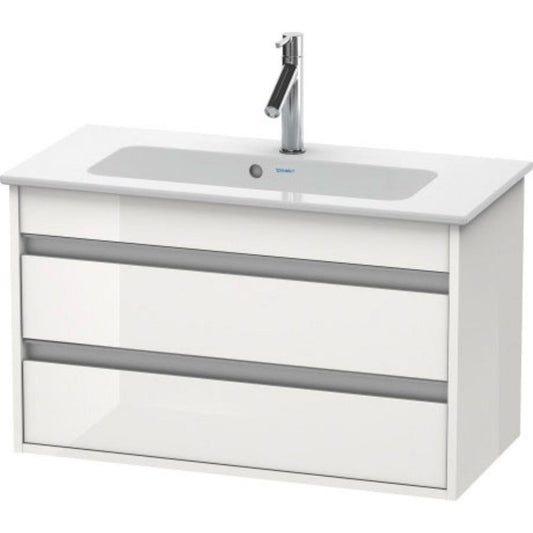 Duravit Ketho 31" x 19" x 15" Two Drawer Wall-Mount Vanity Unit in White High Gloss