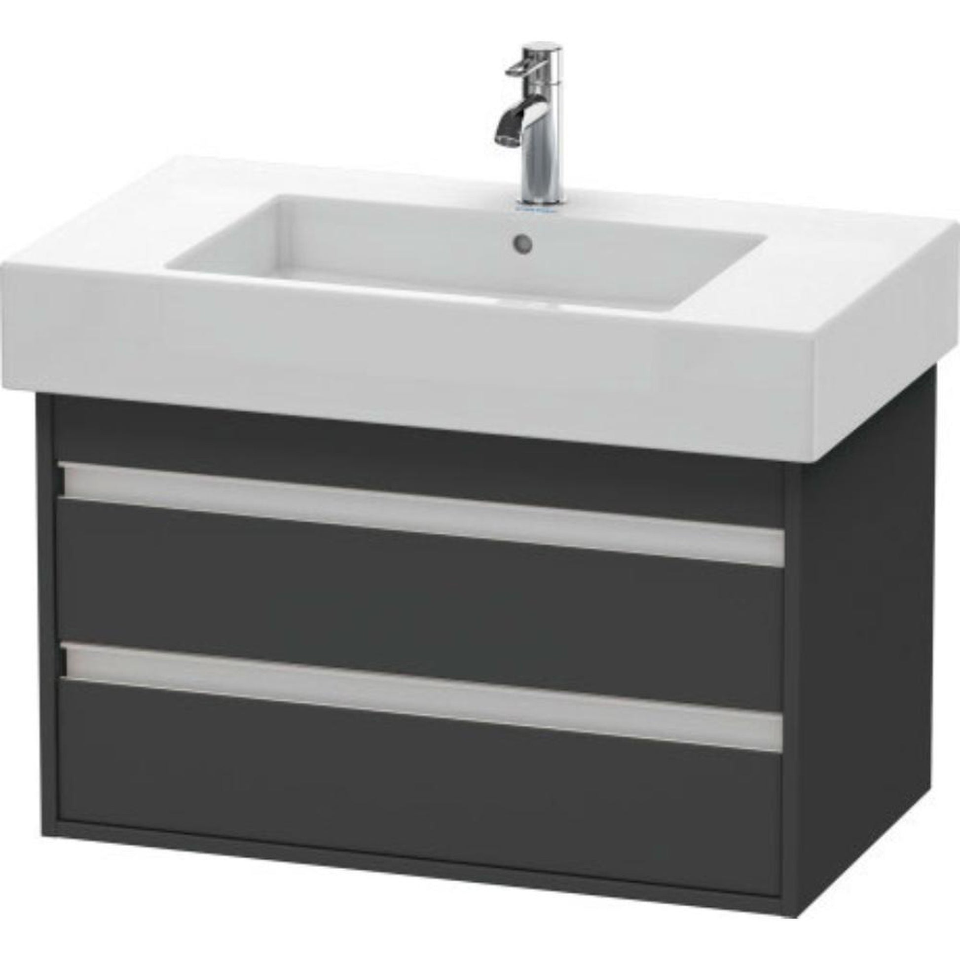 Duravit Ketho 31" x 19" x 18" Two Drawer Wall-Mount Vanity Unit in Graphite Matt (KT664004949)