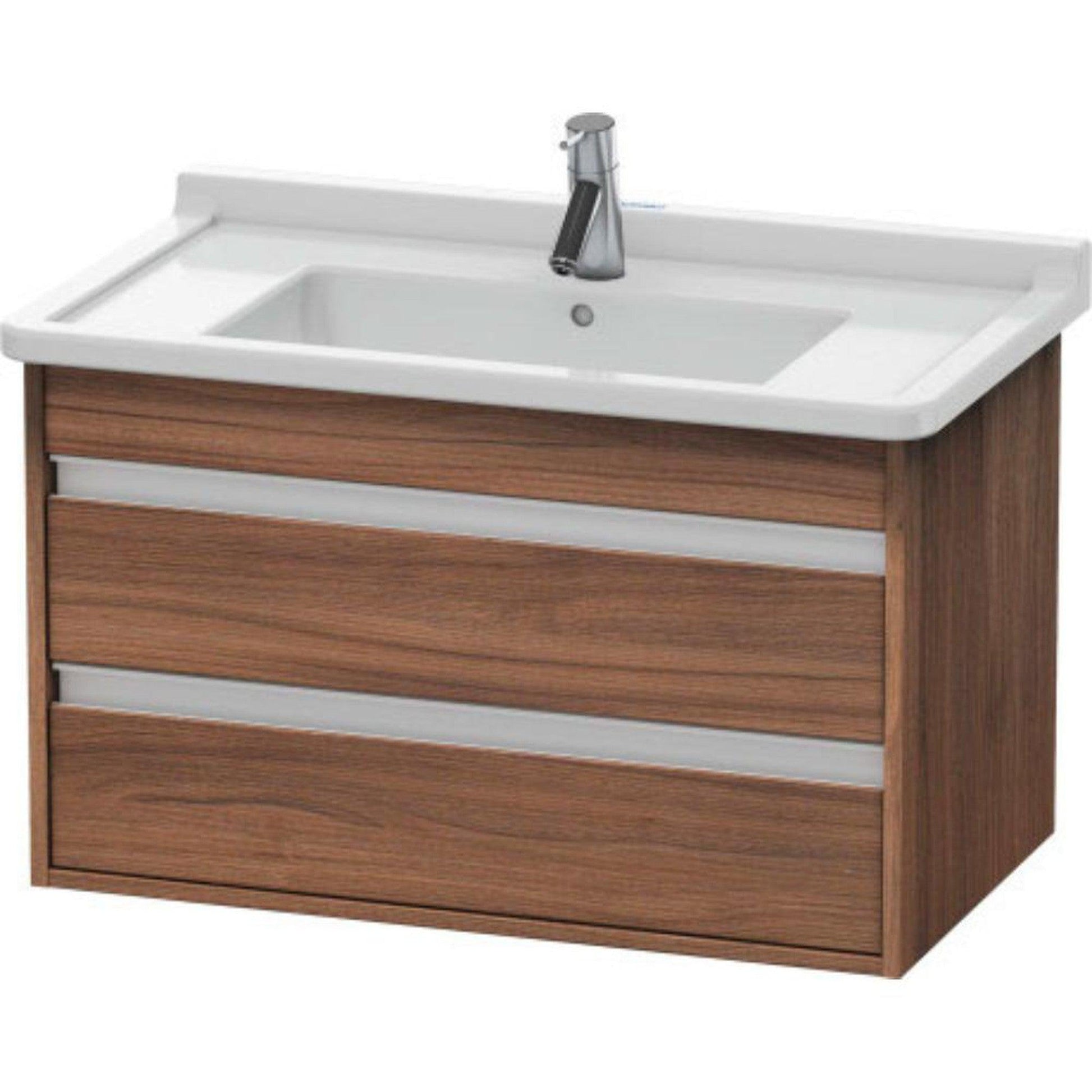 Duravit Ketho 31" x 19" x 18" Two Drawer Wall-Mount Vanity Unit in Natural Walnut (KT664407979)