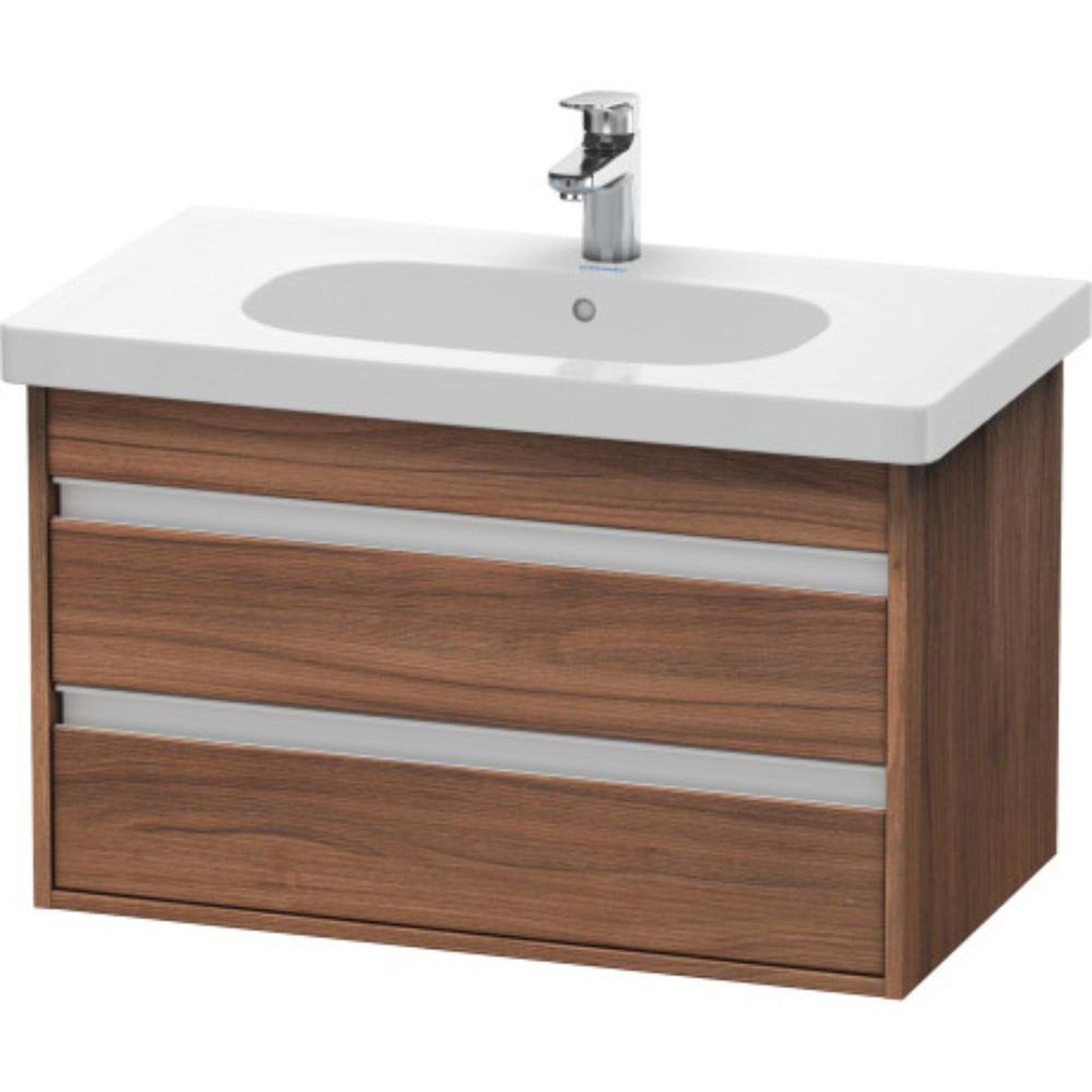 Duravit Ketho 31" x 19" x 18" Two Drawer Wall-Mount Vanity Unit in Natural Walnut (KT664707979)