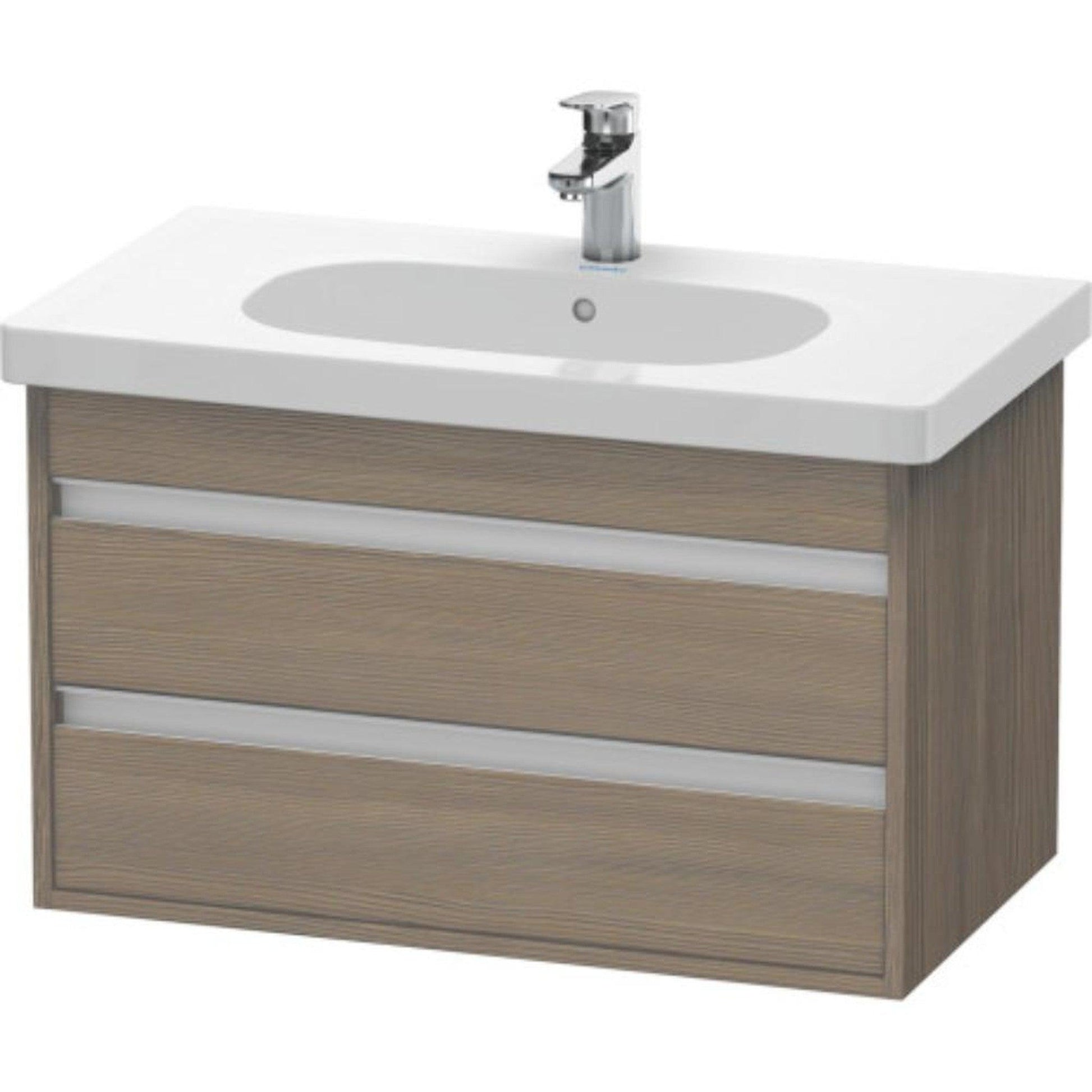 Duravit Ketho 31" x 19" x 18" Two Drawer Wall-Mount Vanity Unit in Oak Terra (KT664703535)