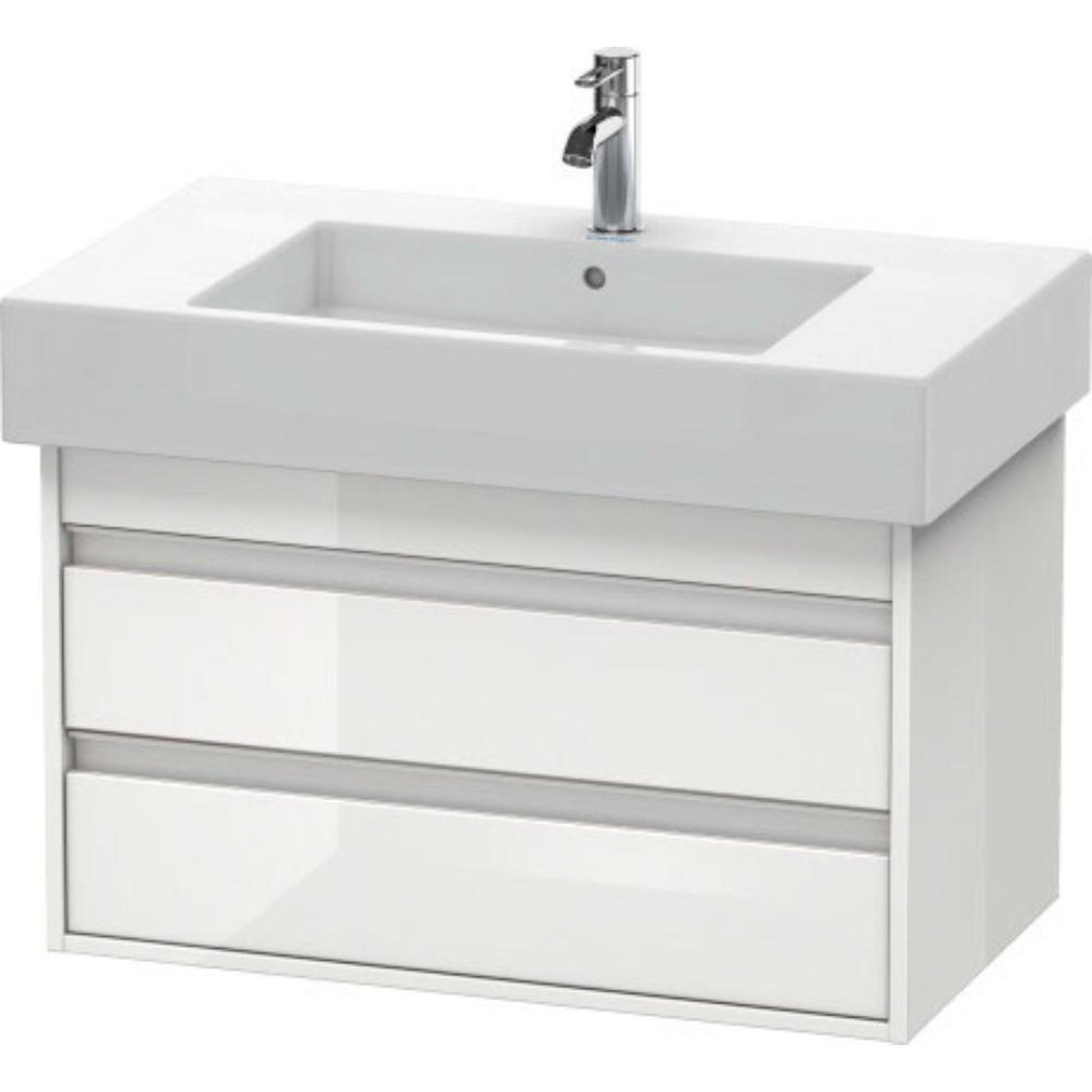 Duravit Ketho 31" x 19" x 18" Two Drawer Wall-Mount Vanity Unit in White High Gloss (KT664002222)
