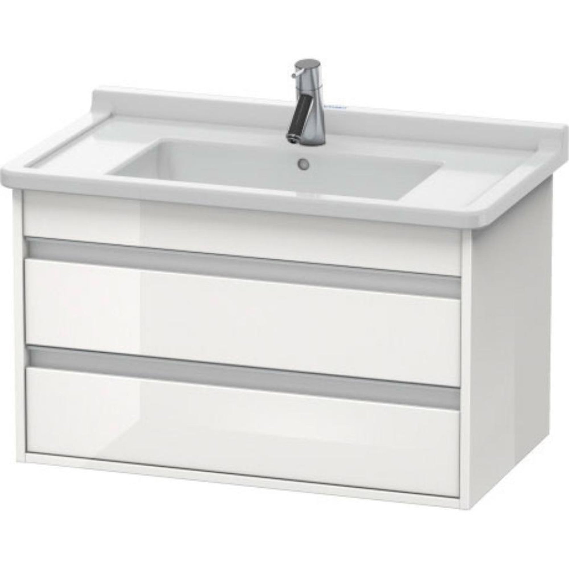 Duravit Ketho 31" x 19" x 18" Two Drawer Wall-Mount Vanity Unit in White High Gloss (KT664402222)