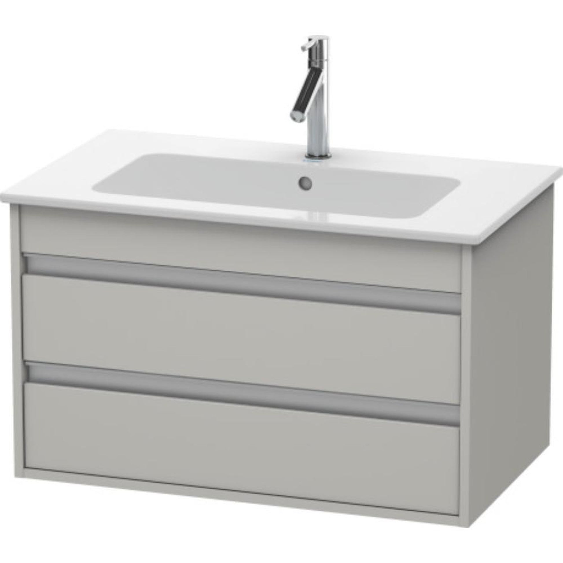 Duravit Ketho 31" x 19" x 19" Two Drawer Wall-Mount Vanity Unit in Concrete Grey Matt