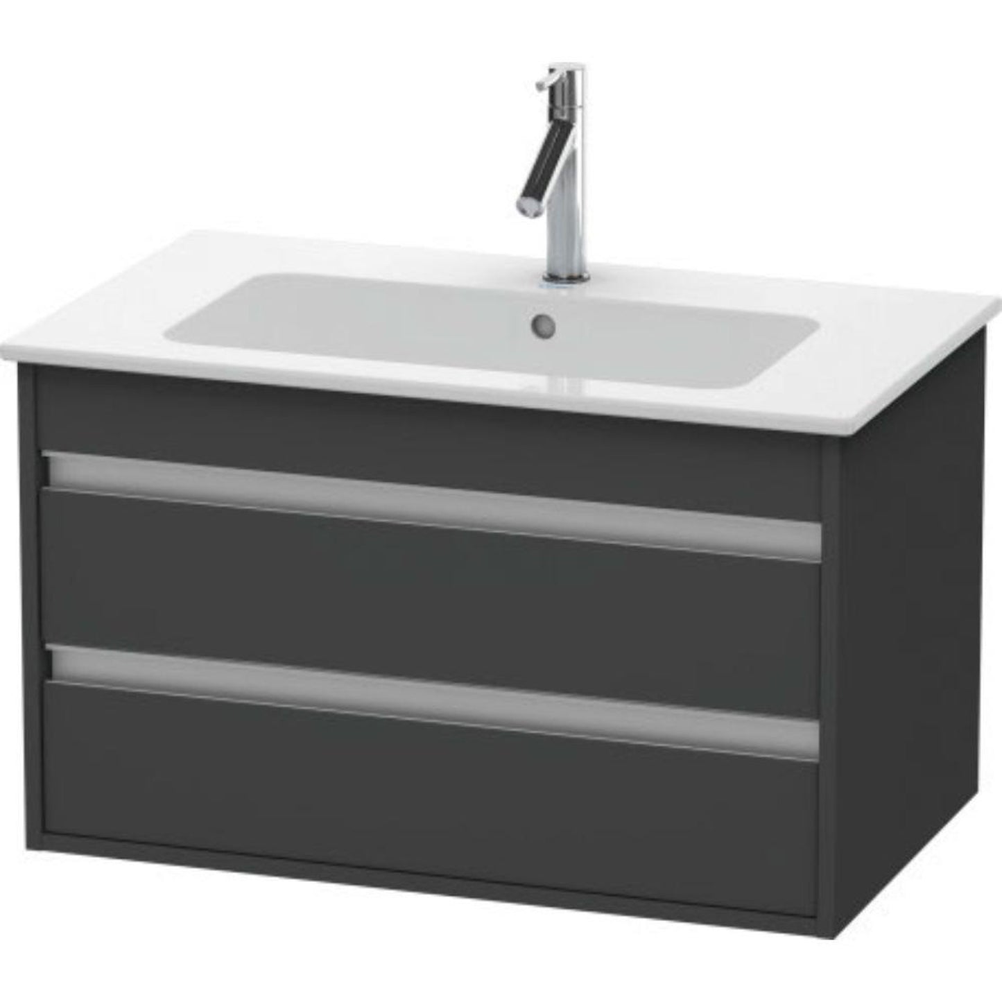 Duravit Ketho 31" x 19" x 19" Two Drawer Wall-Mount Vanity Unit in Graphite Matt
