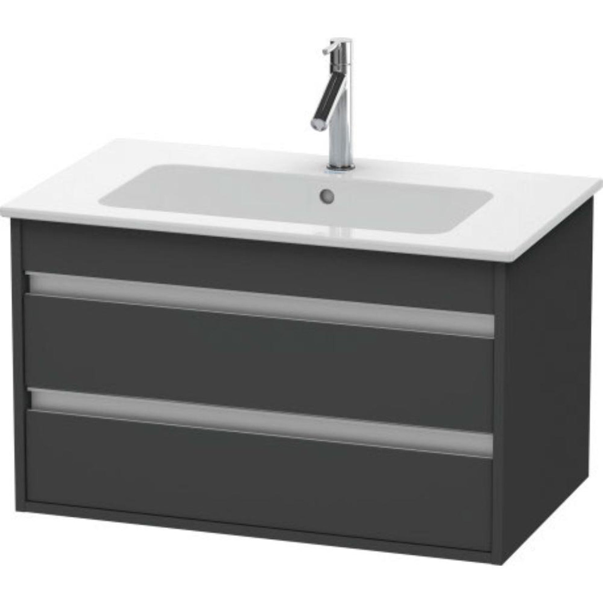 Duravit Ketho 31" x 19" x 19" Two Drawer Wall-Mount Vanity Unit in Graphite Matt