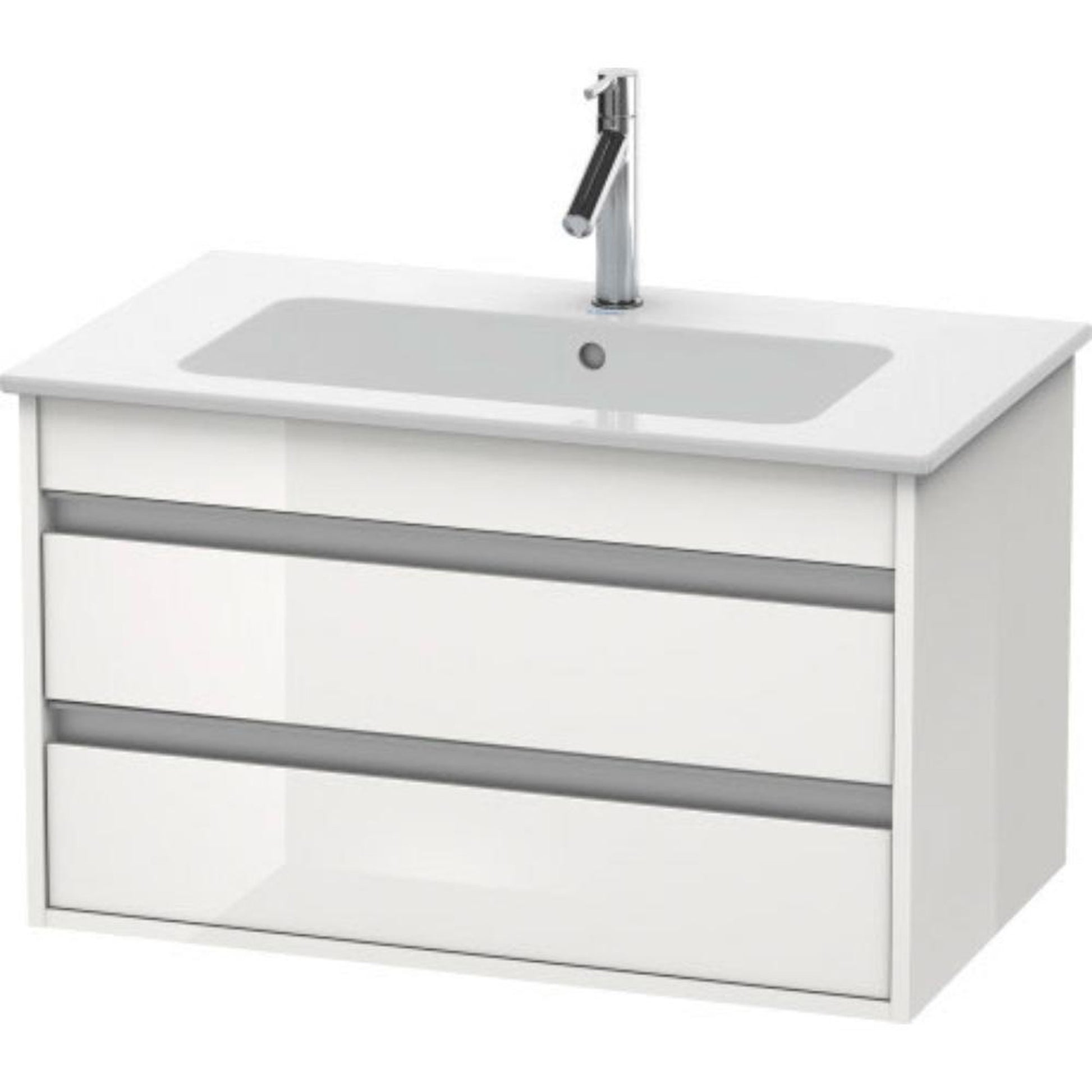 Duravit Ketho 31" x 19" x 19" Two Drawer Wall-Mount Vanity Unit in White High Gloss