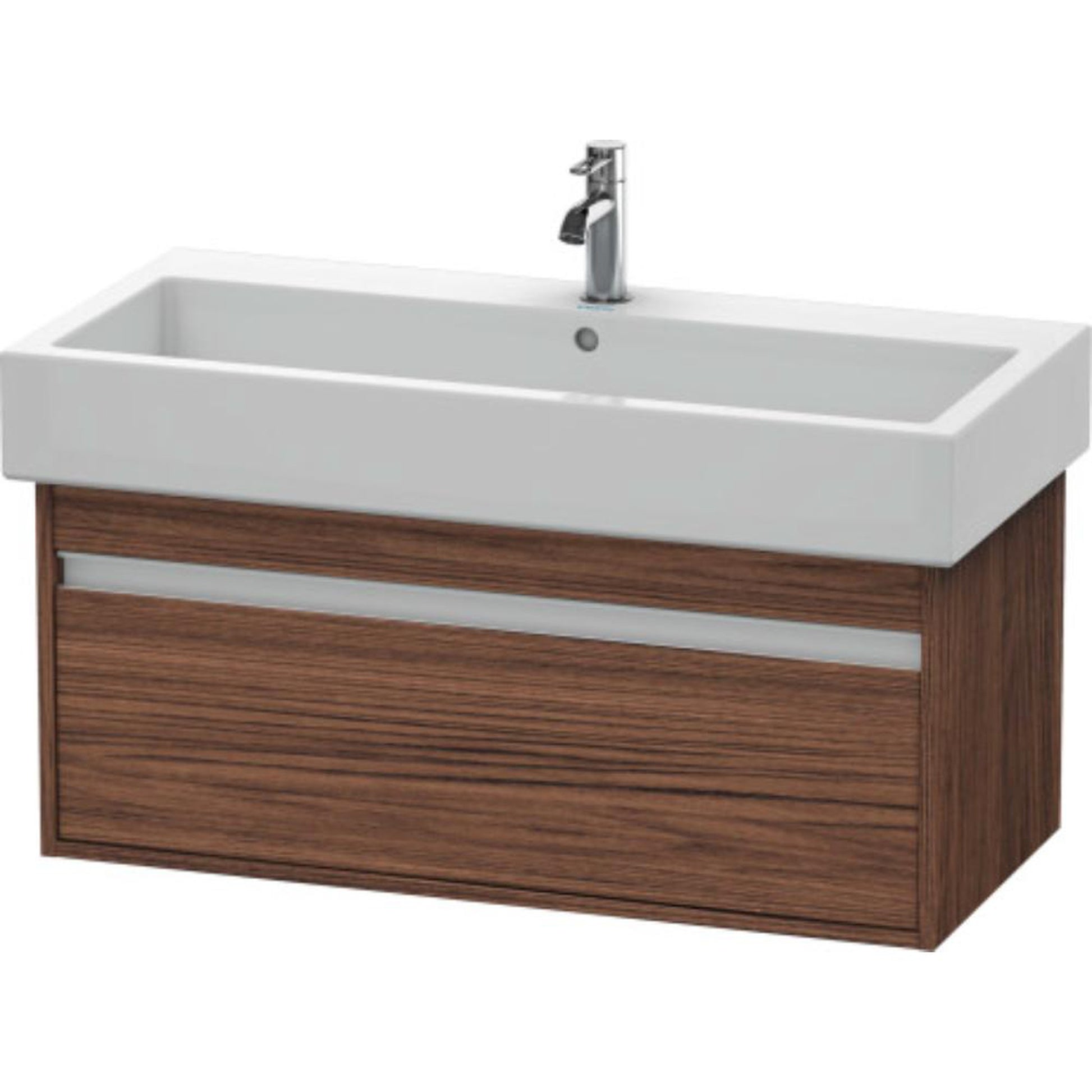Duravit Ketho 37" x 16" x 17" Wall-Mount Vanity Unit in Walnut Dark (KT668802121)