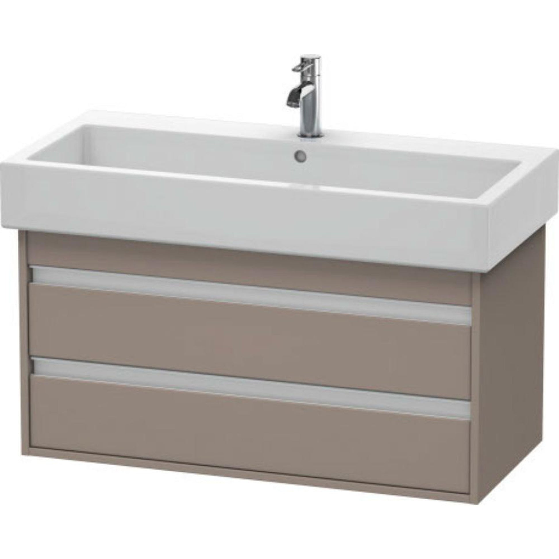 Duravit Ketho 37" x 19" x 17" Two Drawer Wall-Mount Vanity Unit in Basalt Matt (KT663804343)