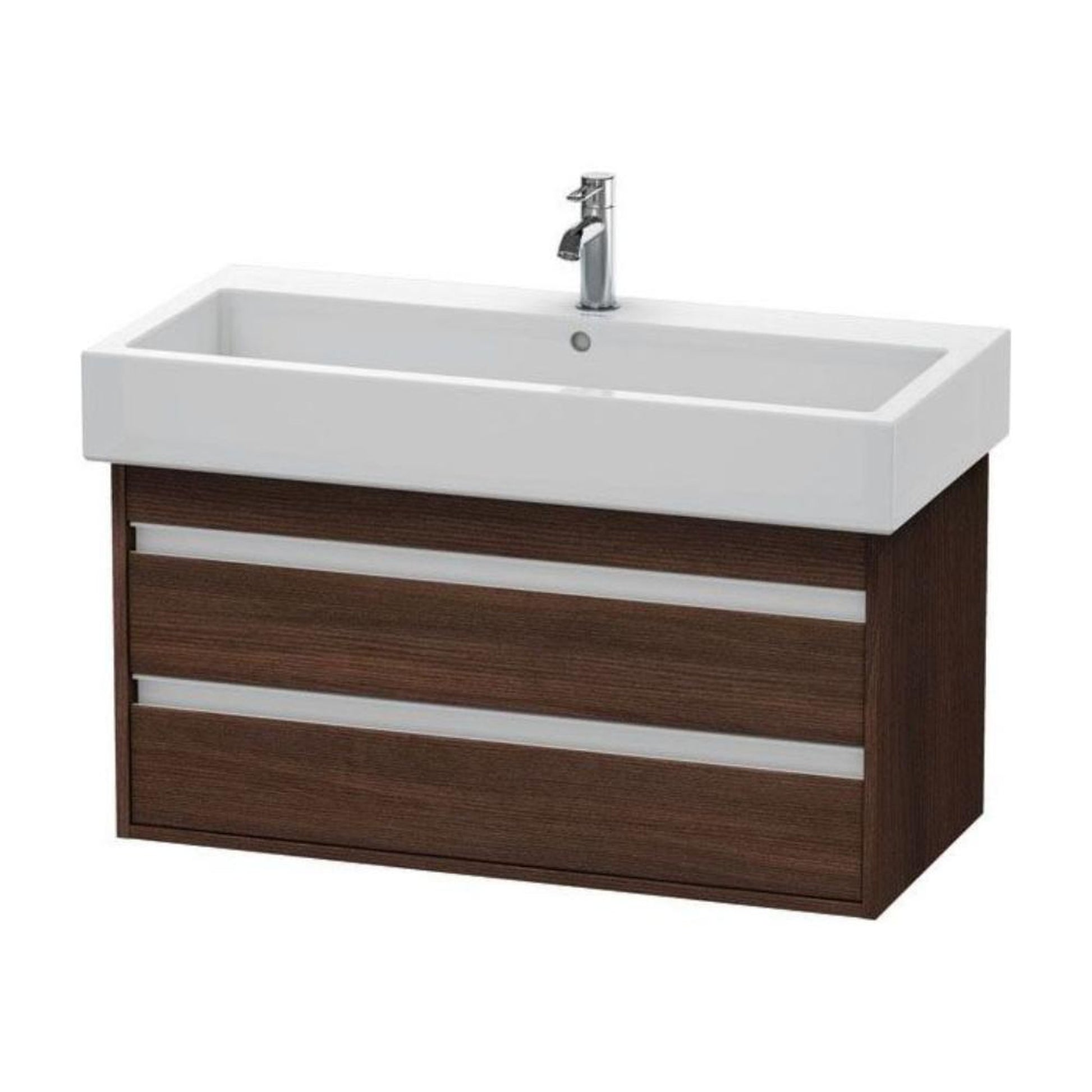 Duravit Ketho 37" x 19" x 17" Two Drawer Wall-Mount Vanity Unit in Chestnut Dark (KT663805353)