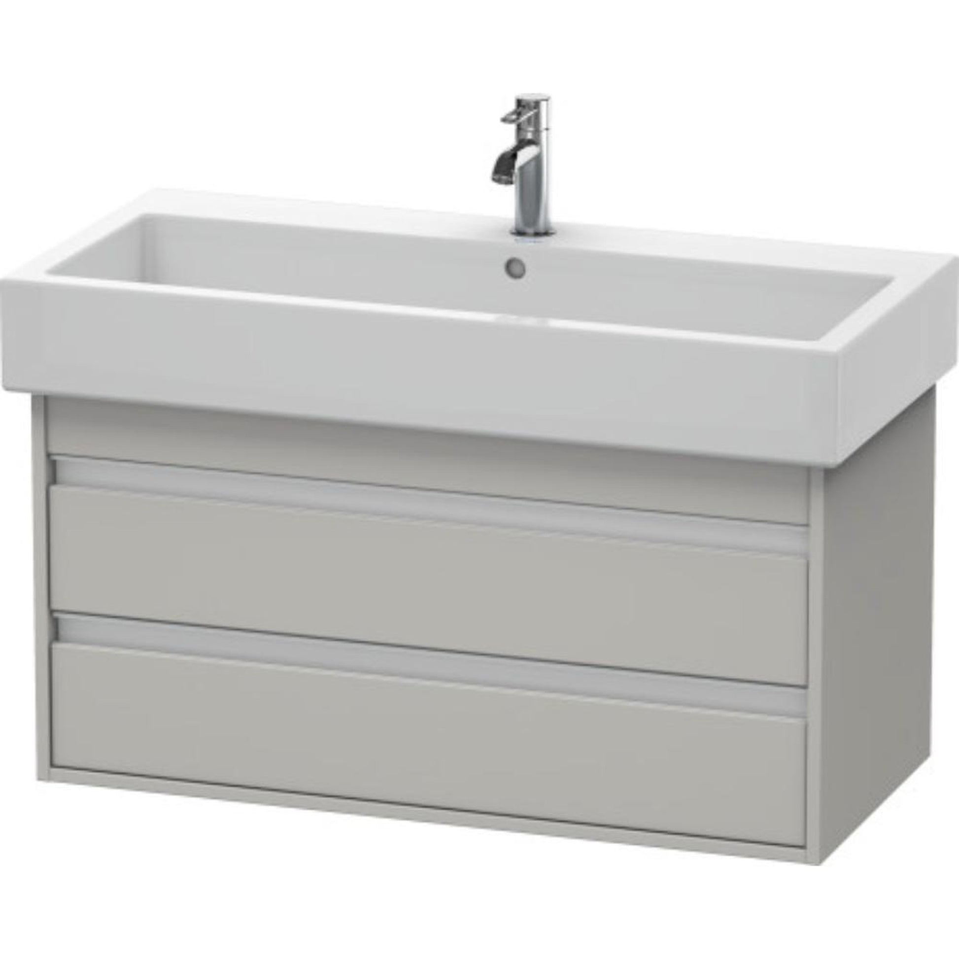 Duravit Ketho 37" x 19" x 17" Two Drawer Wall-Mount Vanity Unit in Concrete Grey Matt (KT663800707)