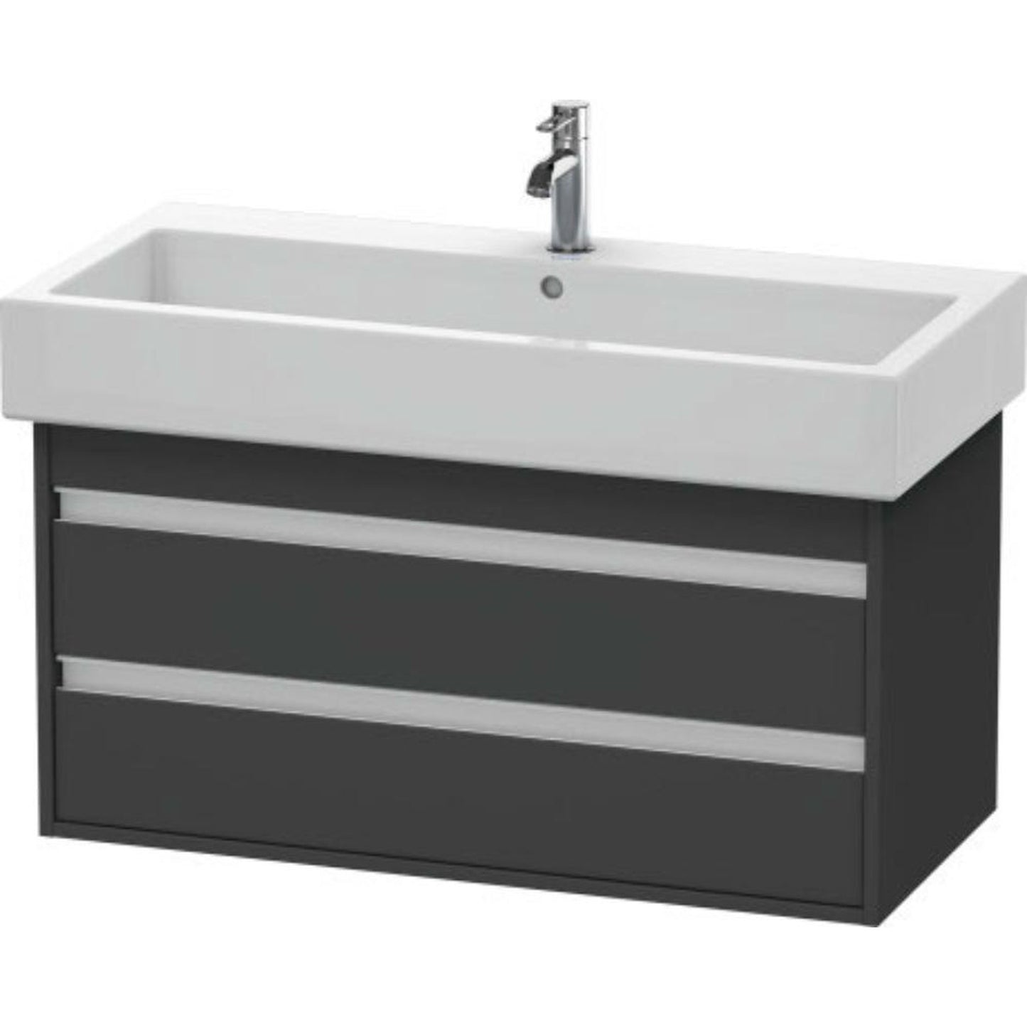 Duravit Ketho 37" x 19" x 17" Two Drawer Wall-Mount Vanity Unit in Graphite Matt (KT663804949)