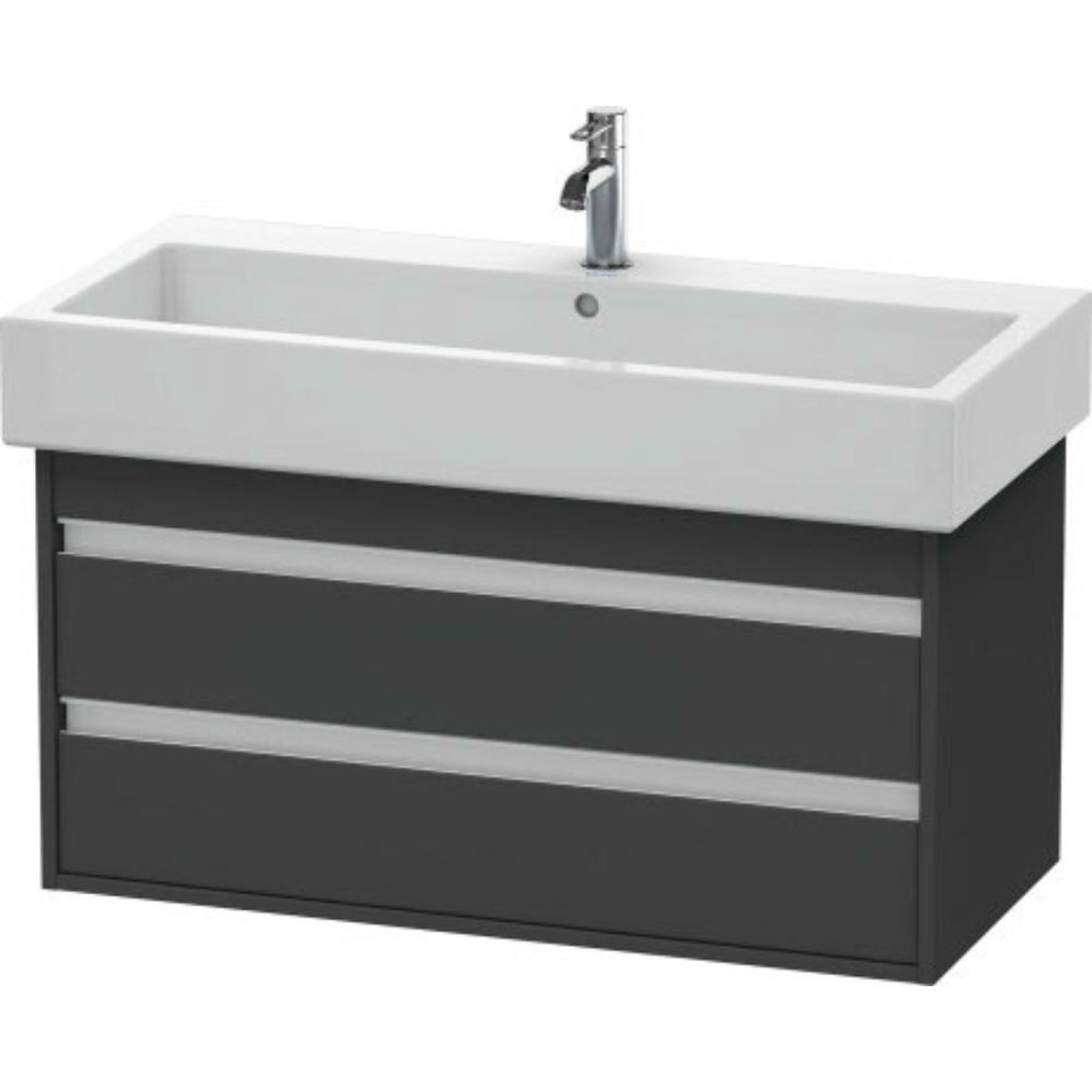 Duravit Ketho 37" x 19" x 17" Two Drawer Wall-Mount Vanity Unit in Graphite Matt (KT663804949)