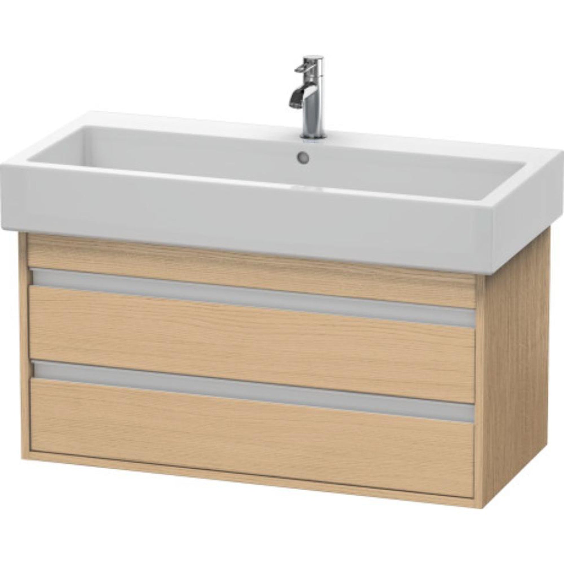 Duravit Ketho 37" x 19" x 17" Two Drawer Wall-Mount Vanity Unit in Natural Oak (KT663803030)