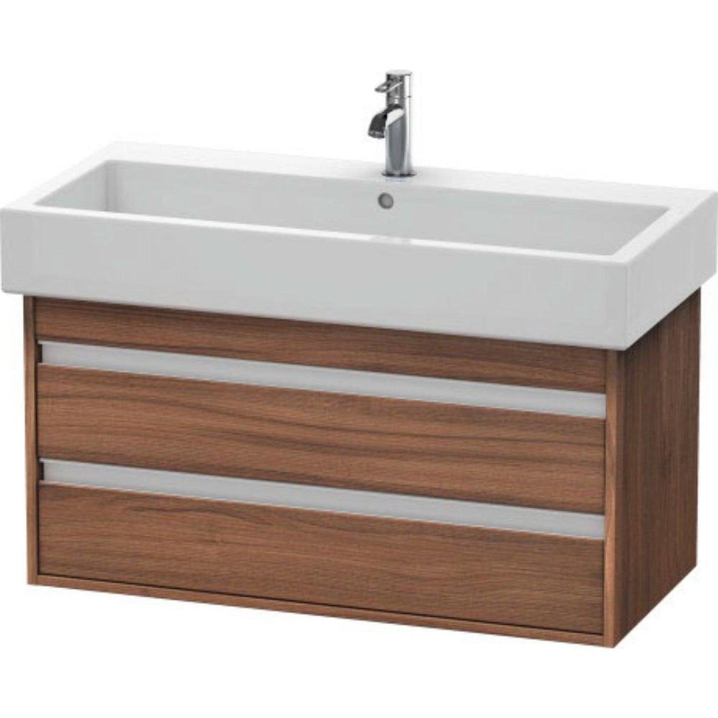 Duravit Ketho 37" x 19" x 17" Two Drawer Wall-Mount Vanity Unit in Natural Walnut (KT663807979)